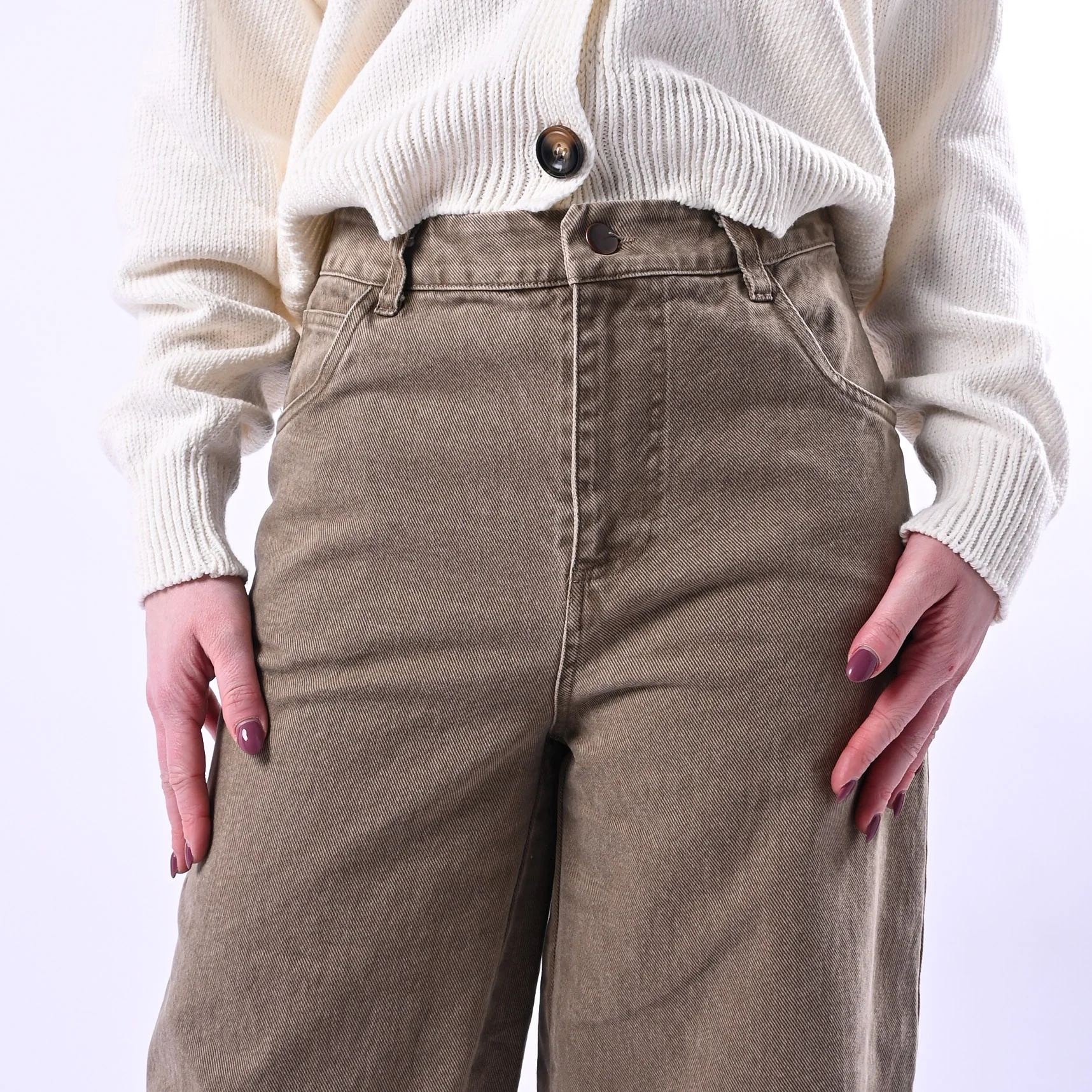 RECUPERO - PANTALONE PALAZZO FLY BULL DENIM ART.VLP1081 - ACID WASH CAMMELLO - Image 5
