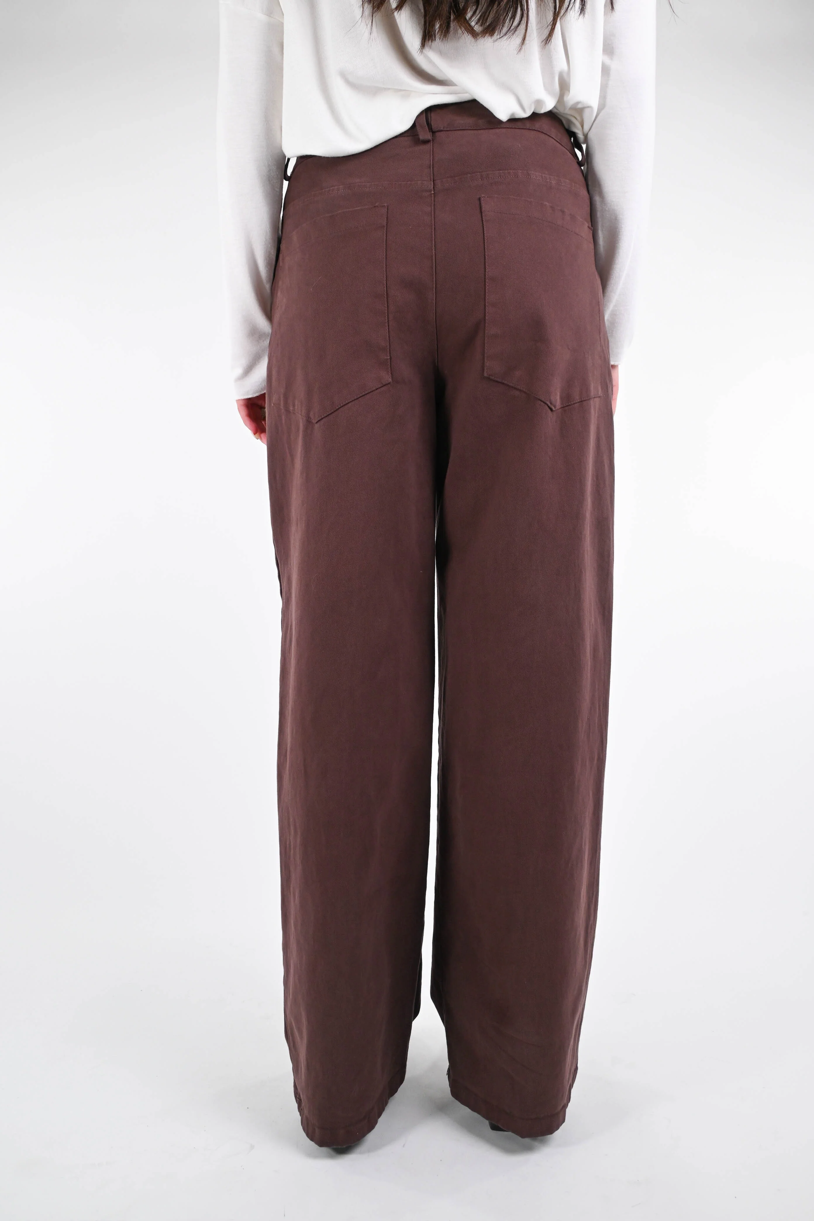 RECUPERO - PANTALONE WIDE LEG IN GABARDINA ART.30464 - MORO - Image 4