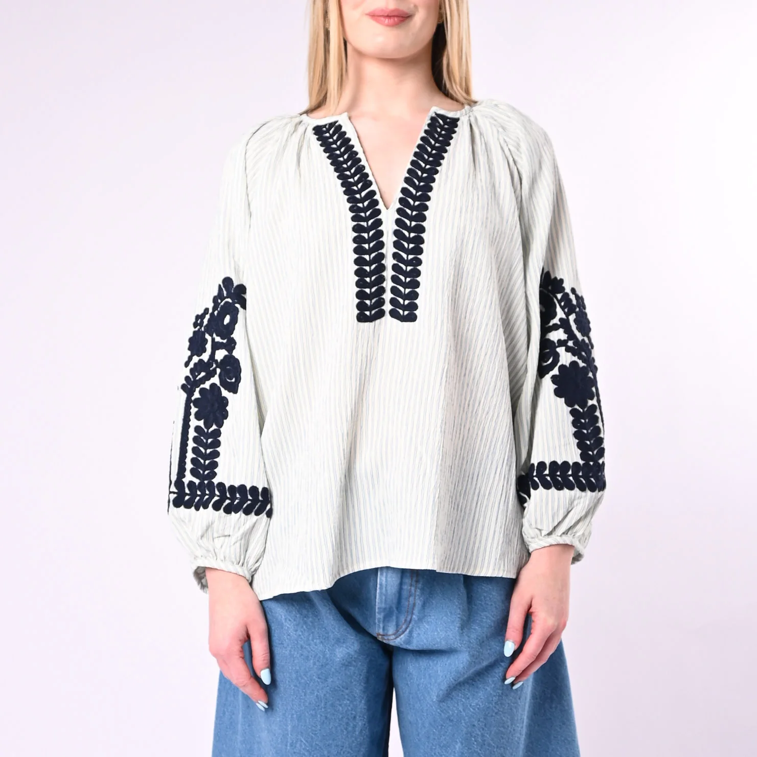 SOUVENIR - CAMICIA GESSATA CON RICAMI ART.D39V1479/F - FANTASIA - Image 2