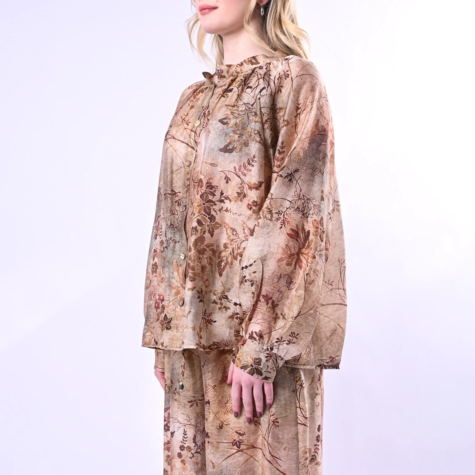 SOUVENIR - CAMICIA IN TENCEL FANTASIA FLOREALE ART.R39B1067 - BEIGE - Image 4