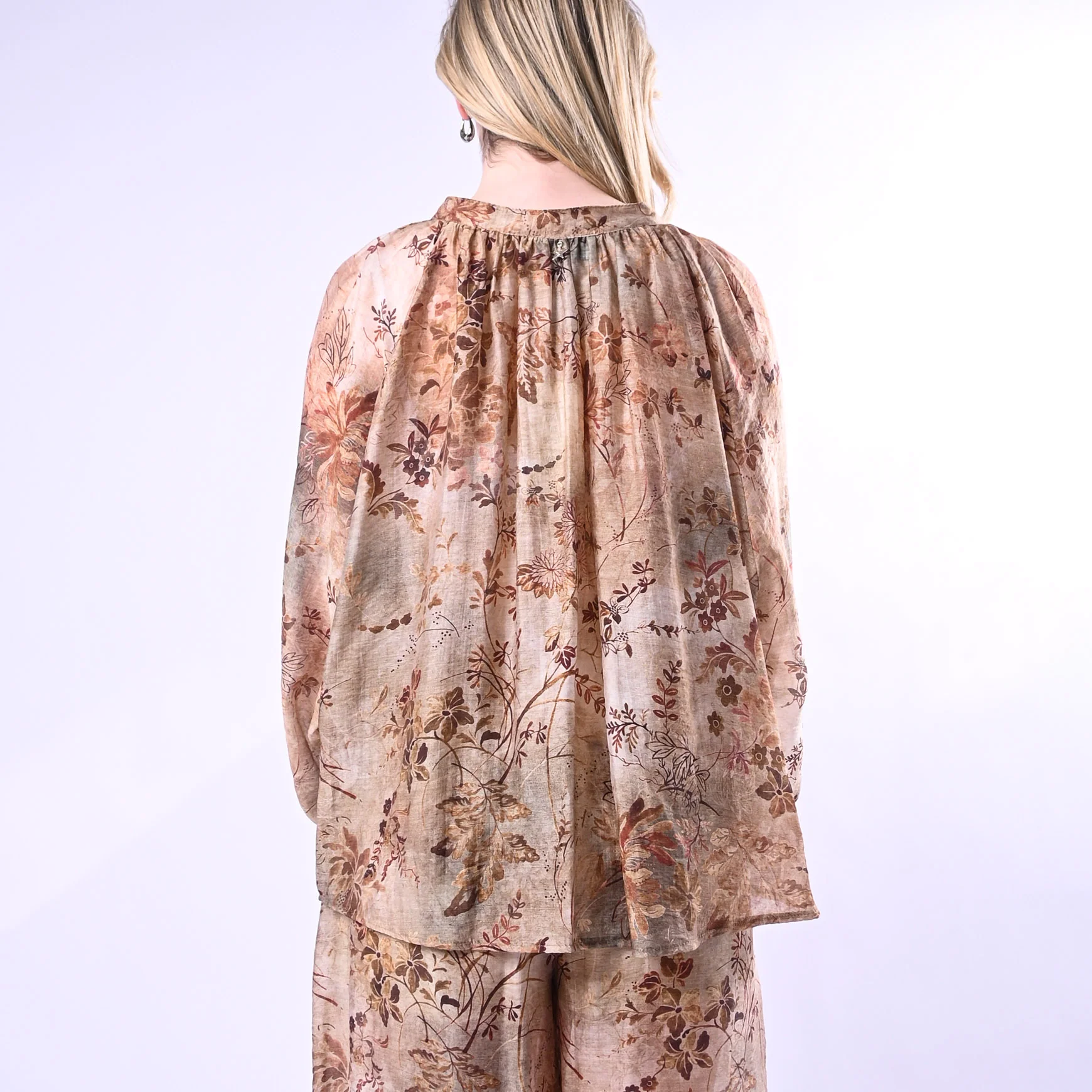 SOUVENIR - CAMICIA IN TENCEL FANTASIA FLOREALE ART.R39B1067 - BEIGE - Image 5
