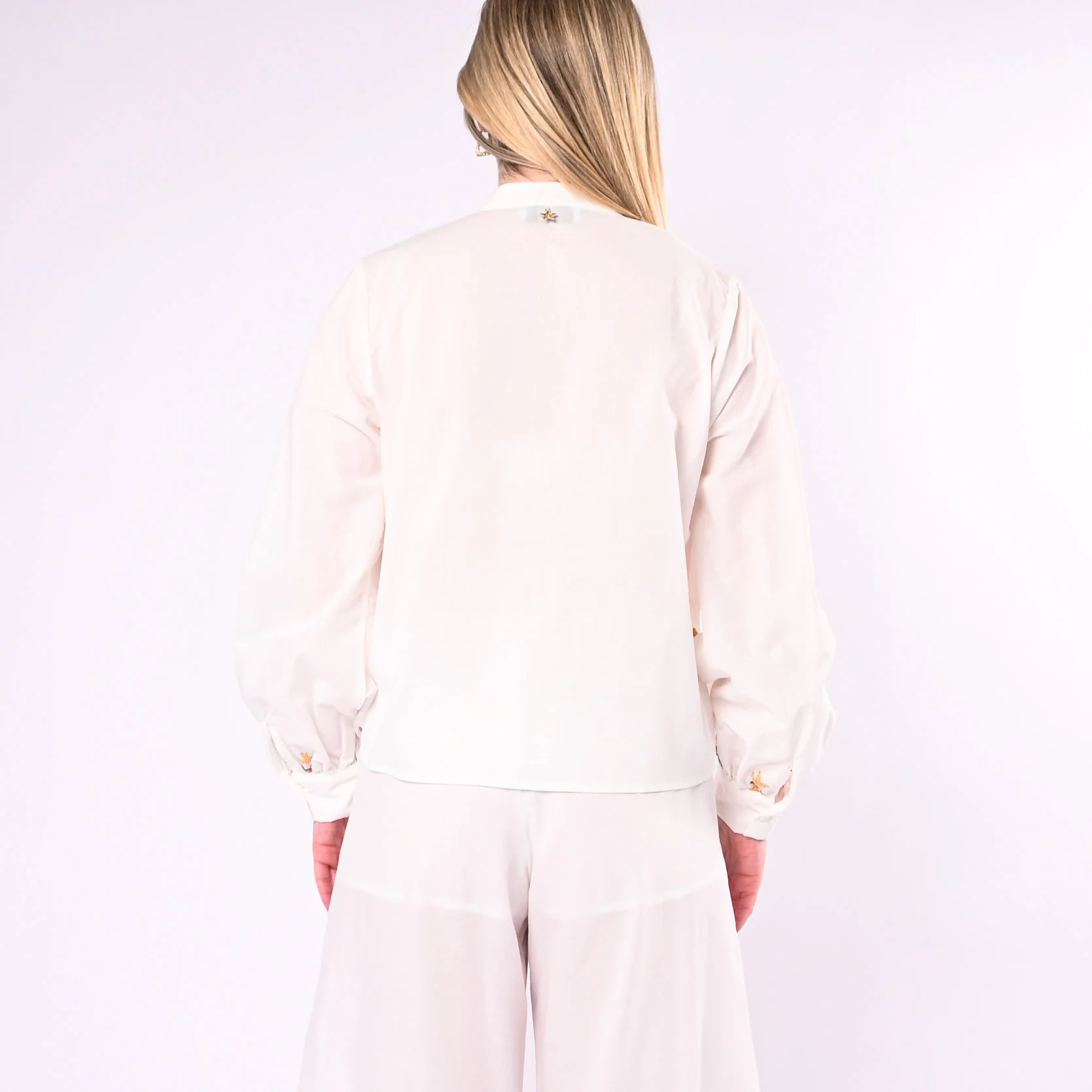 SOUVENIR - CAMICIA INSERTI PIZZO CON RICAMI ART.M39F1358/P - PANNA - Image 5