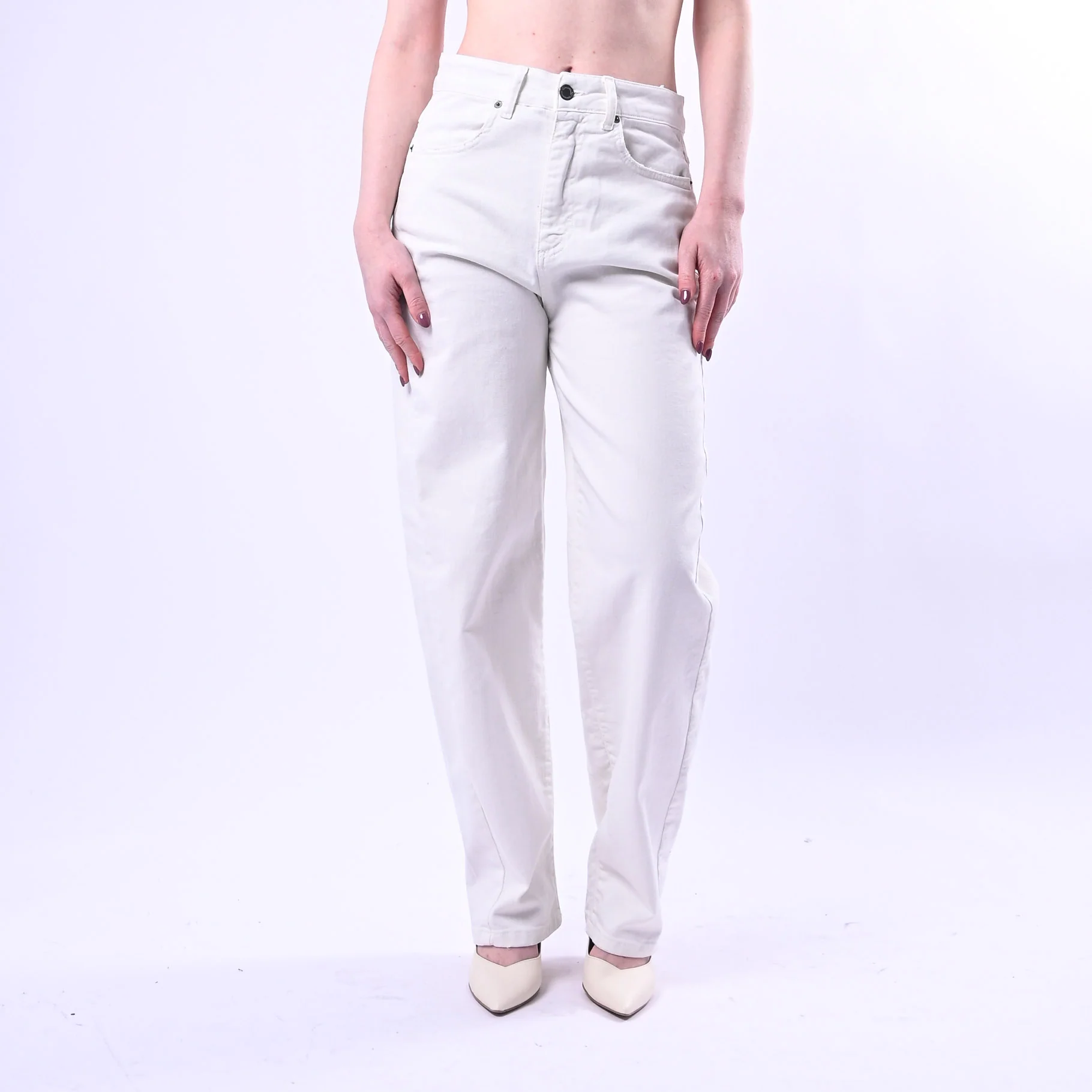 SOUVENIR PRIVE' - JEANS TAMARA BAGGY IN BULL DENIM ART.C39S0026 - LATTE - Image 2