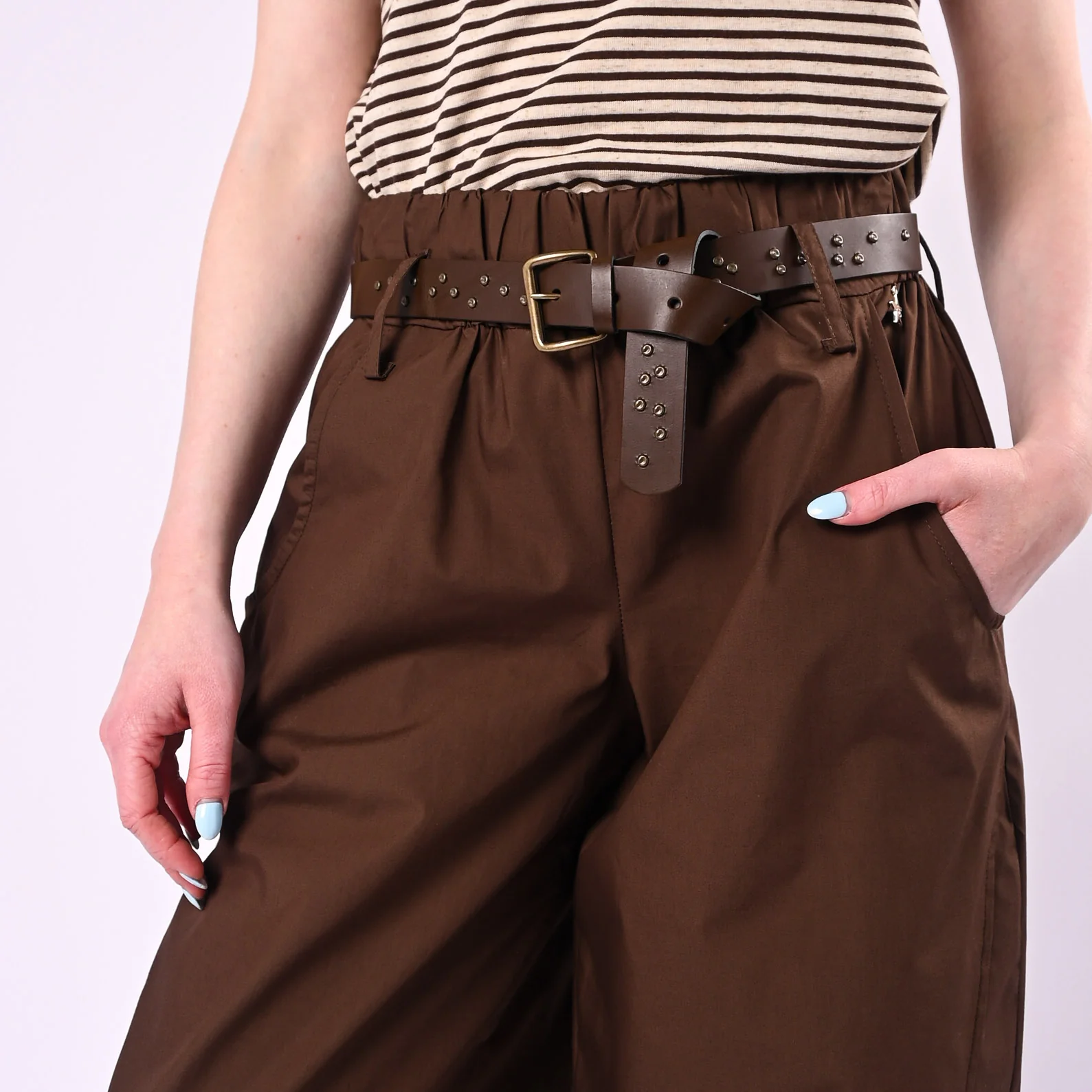 SOUVENIR - PANTALONE BALLOON IN POPELINE LEGGERO ART.M39F0148/C - CIOCCOLATO - Image 5
