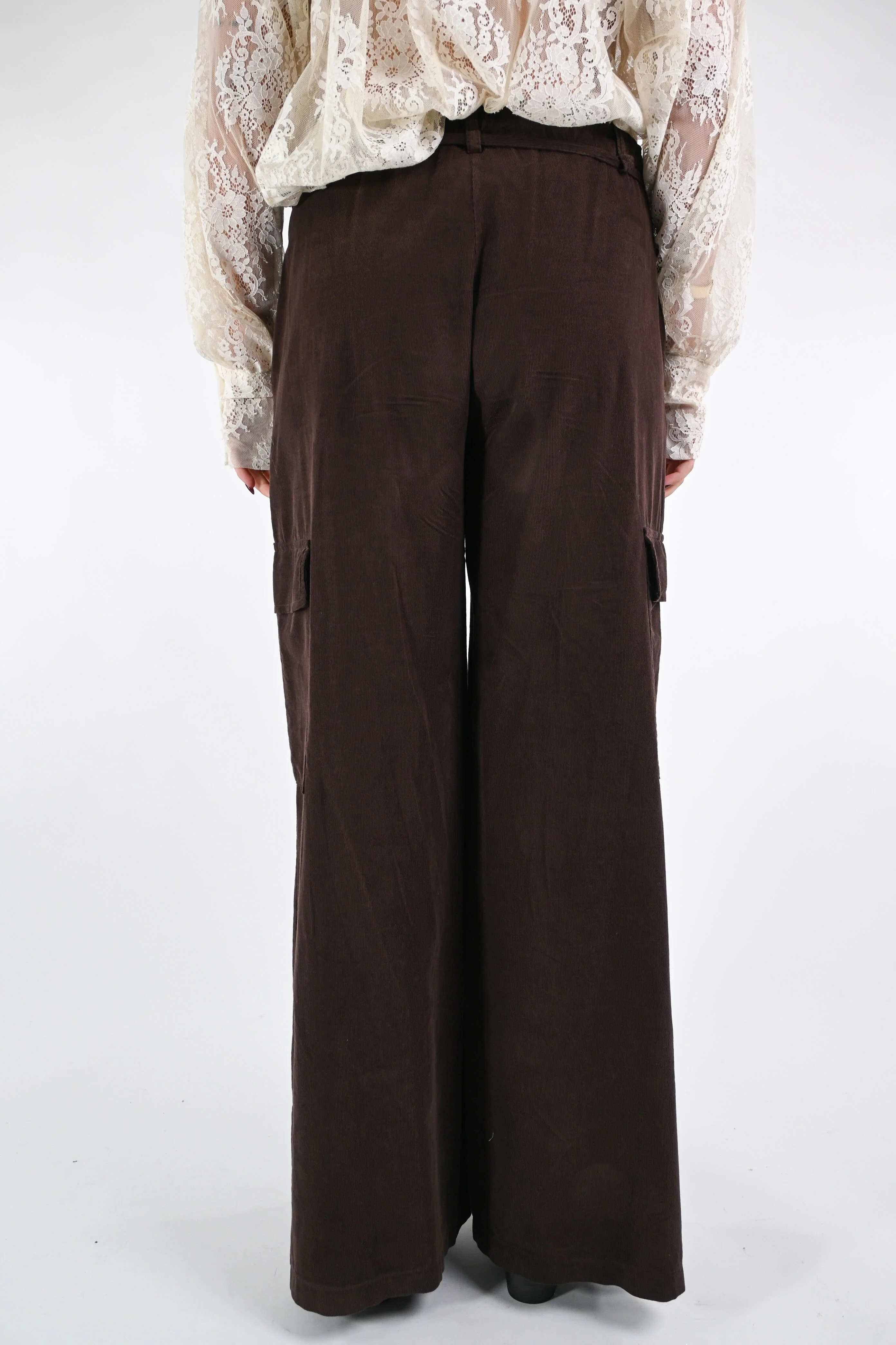 SOUVENIR - PANTALONE CARGO VELLUTO ART.G38P0909 - NUTELLA - Image 4