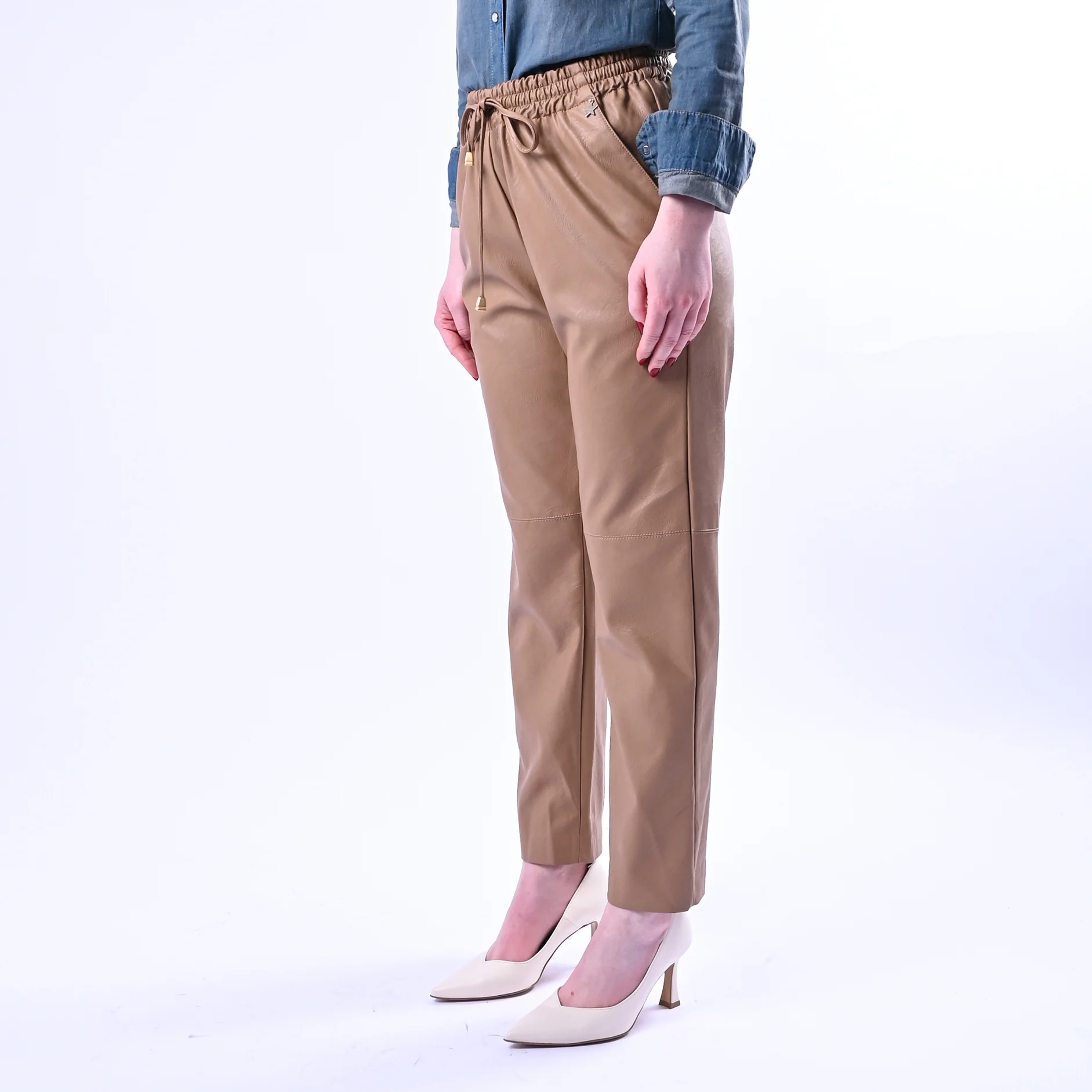 SOUVENIR - PANTALONE COULISSE ECOPELLE ART.S39M0800 - CAMMELLO - Image 3
