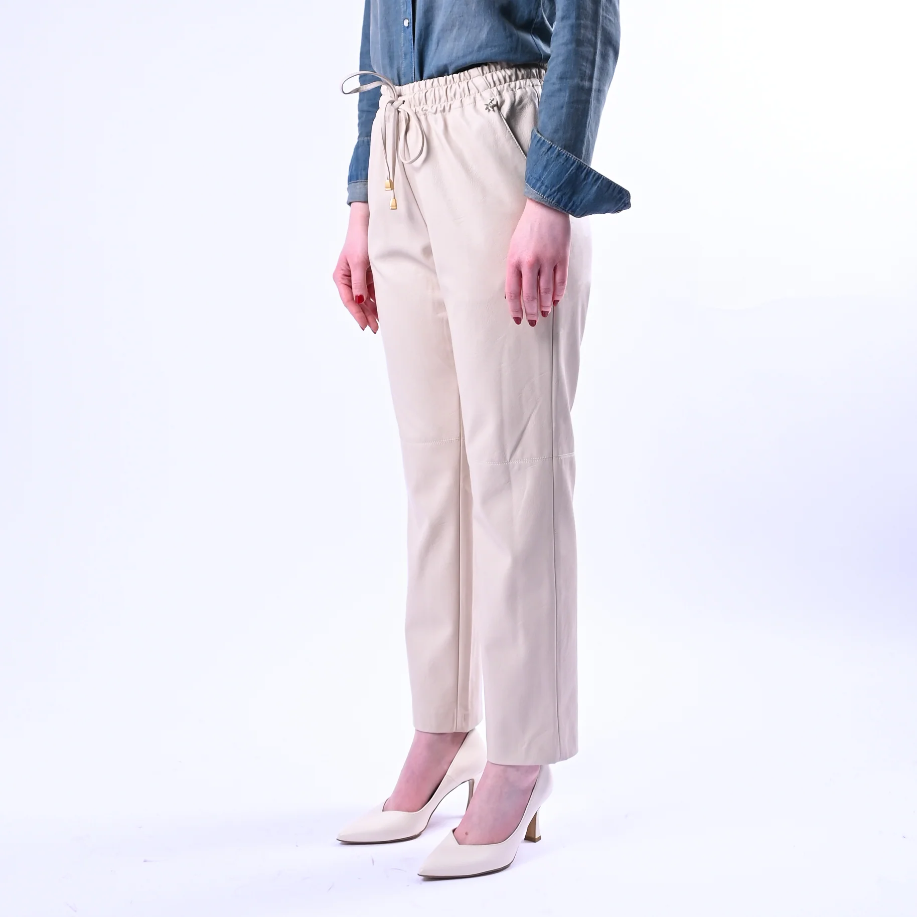 SOUVENIR - PANTALONE COULISSE ECOPELLE ART.S39M0800 - SABBIA - Image 3