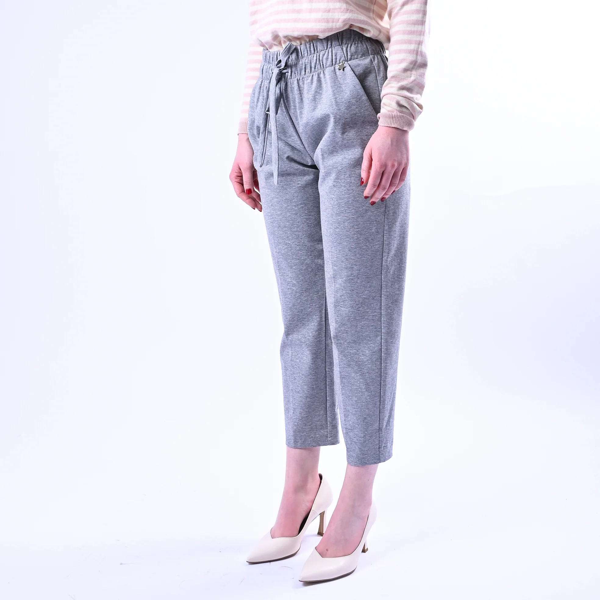 SOUVENIR - PANTALONE COULISSE PUNTO MILANO ART.M39F0546 - GRIGIO - Image 3