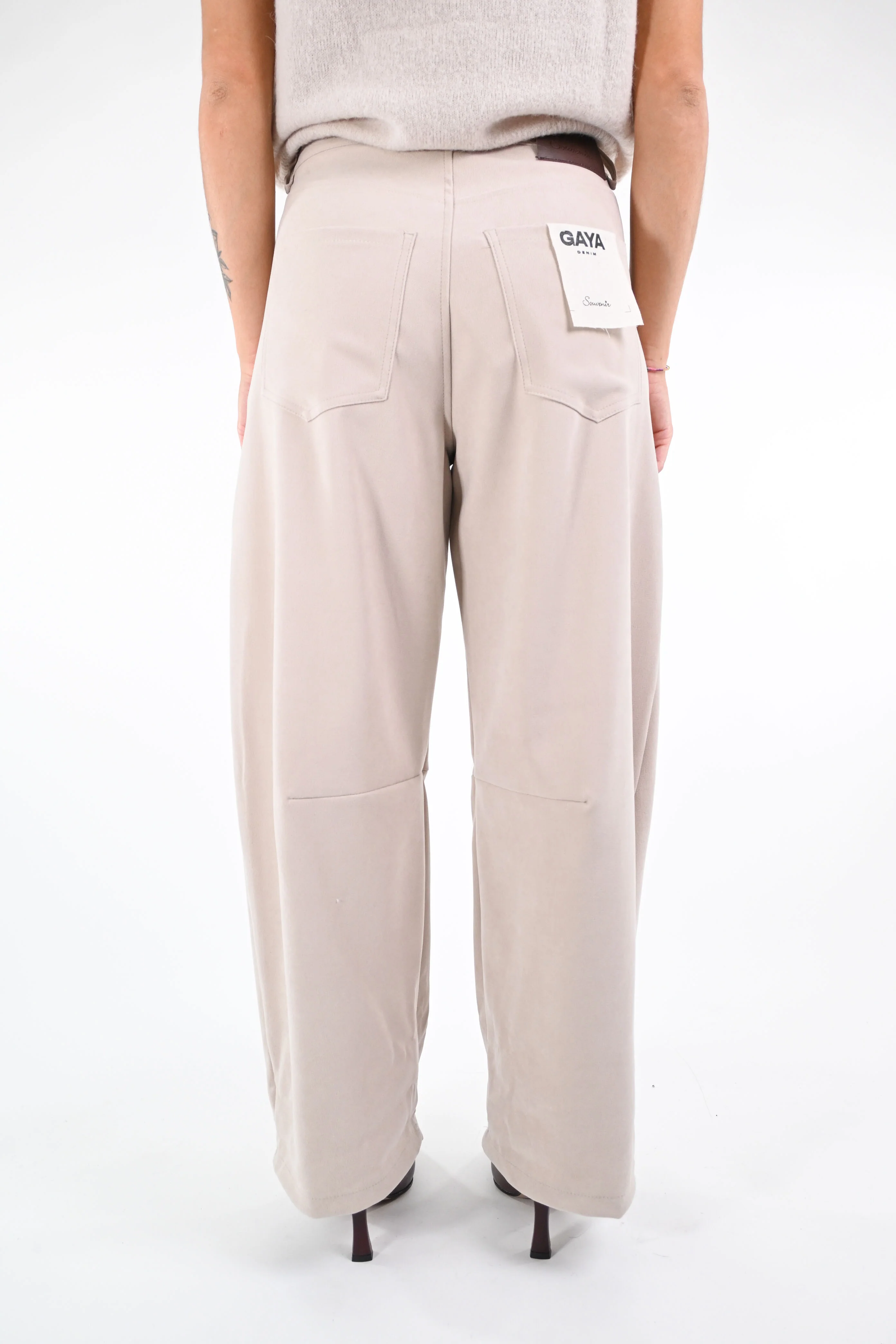 SOUVENIR - PANTALONE GAIA VELLUTO LISCIO ART.M38F1472 - PANNA - Image 4