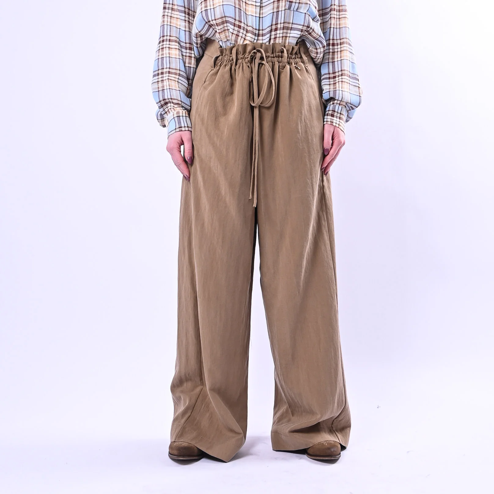 SOUVENIR - PANTALONE PALAZZO IN LYOCELL ART.M39F1074 - CAMMELLO - Image 2