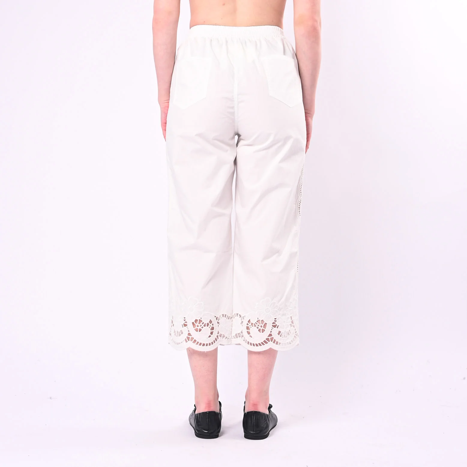 SOUVENIR - PANTALONE POPELINE CON RICAMI SANGALLO ART.M39FX1310/B - BIANCO - Image 4