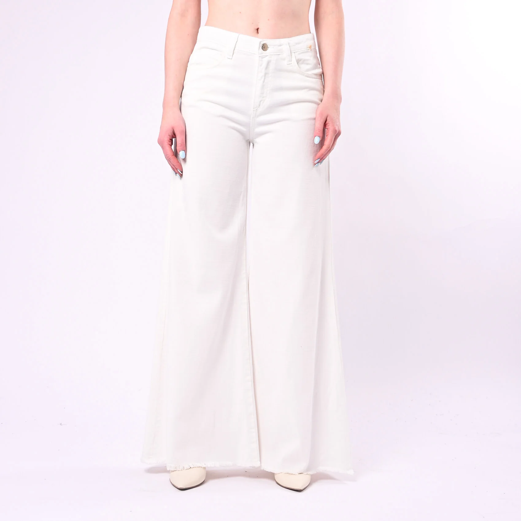 SOUVENIR - PANTALONE SFRANGIATO BULL DENIM FLUIDO ART.S39M1695/B - BIANCO - Image 2