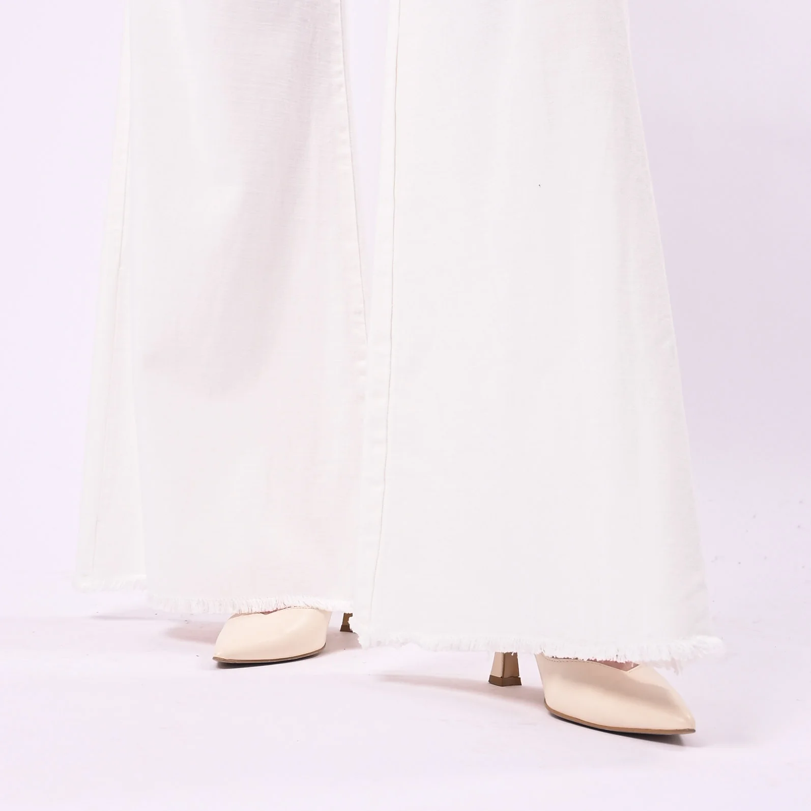 SOUVENIR - PANTALONE SFRANGIATO BULL DENIM FLUIDO ART.S39M1695/B - BIANCO - Image 5