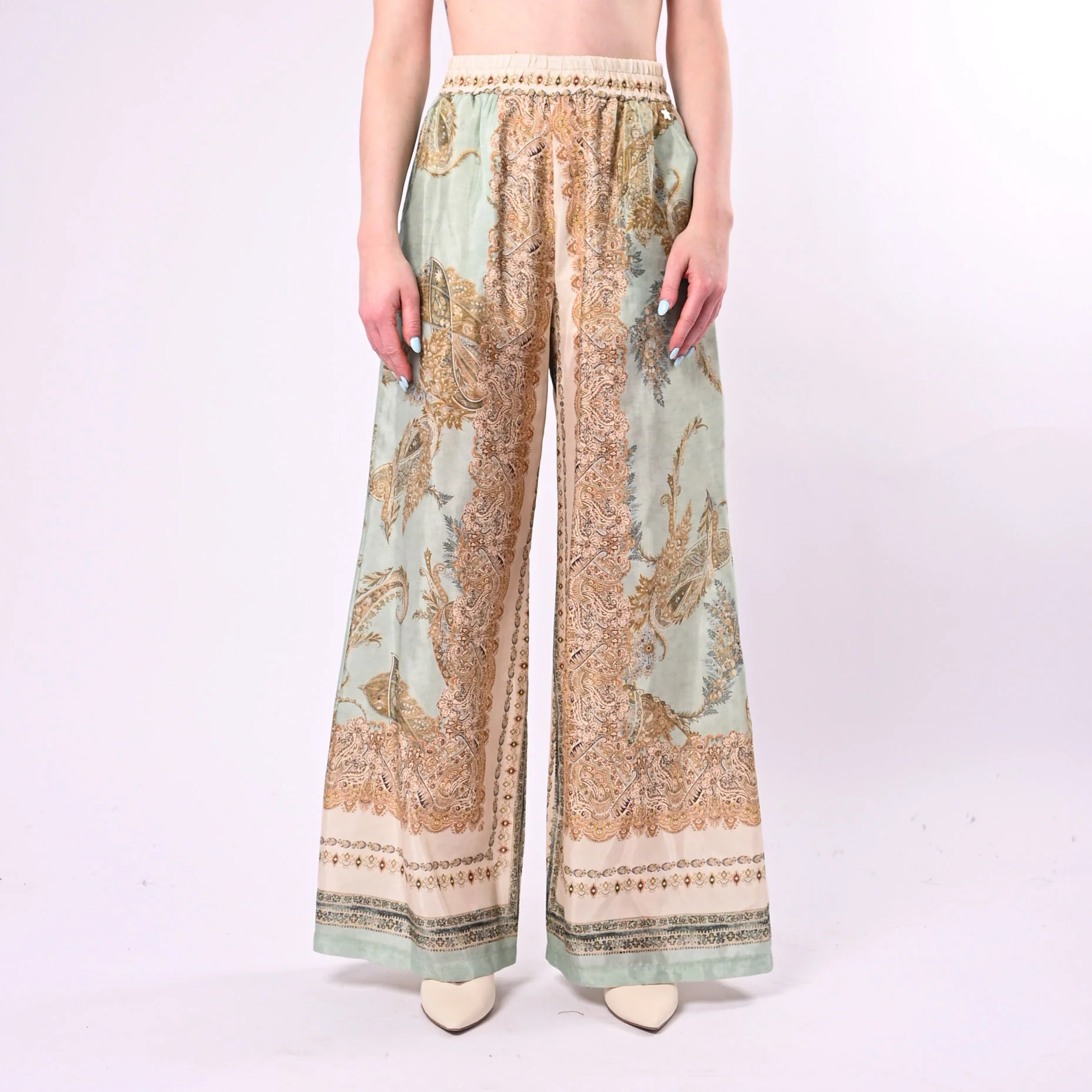 SOUVENIR - PANTALONE VISCOSA PALAZZO DAMASCATO ART.M39F1700/F - FANTASIA - Image 2
