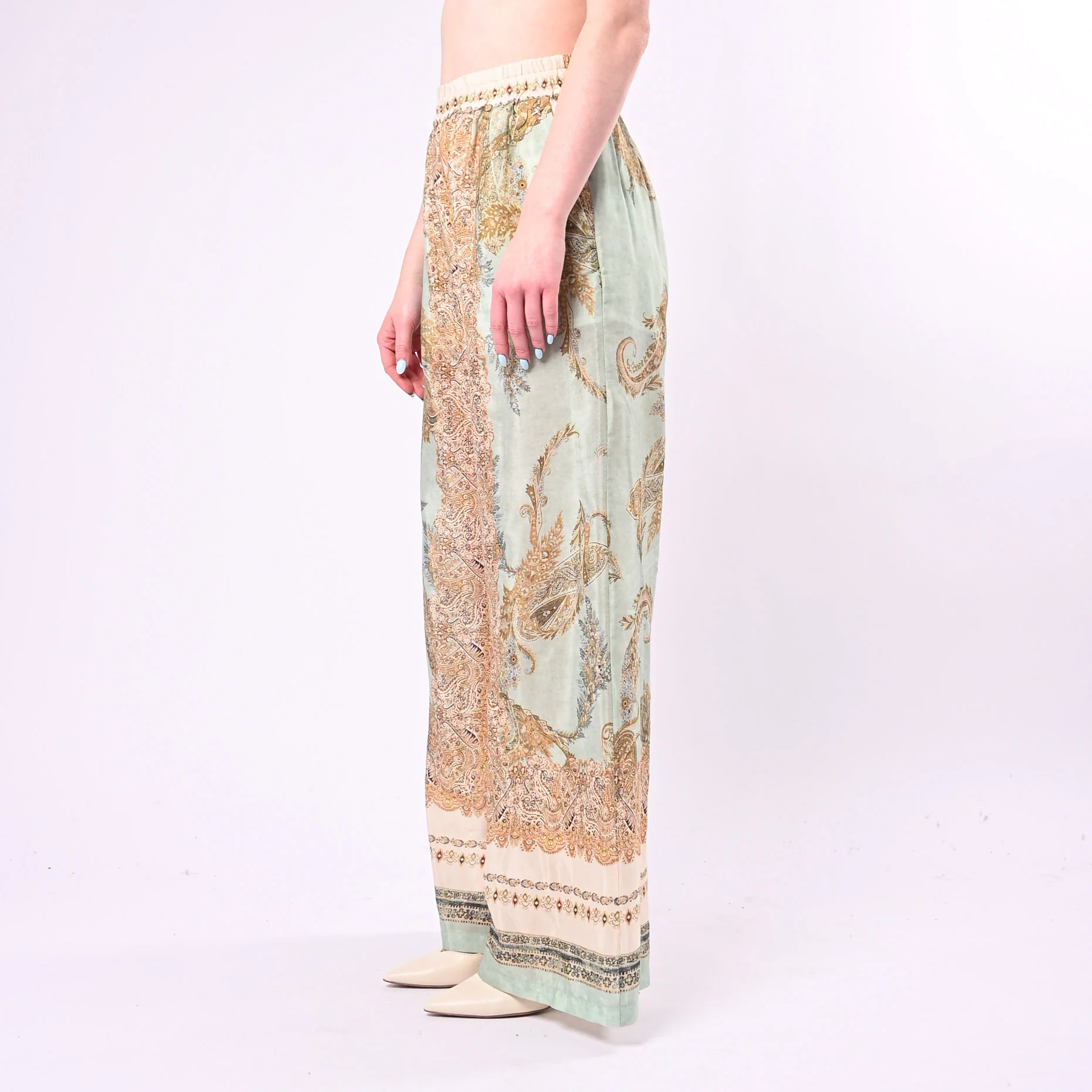 SOUVENIR - PANTALONE VISCOSA PALAZZO DAMASCATO ART.M39F1700/F - FANTASIA - Image 3
