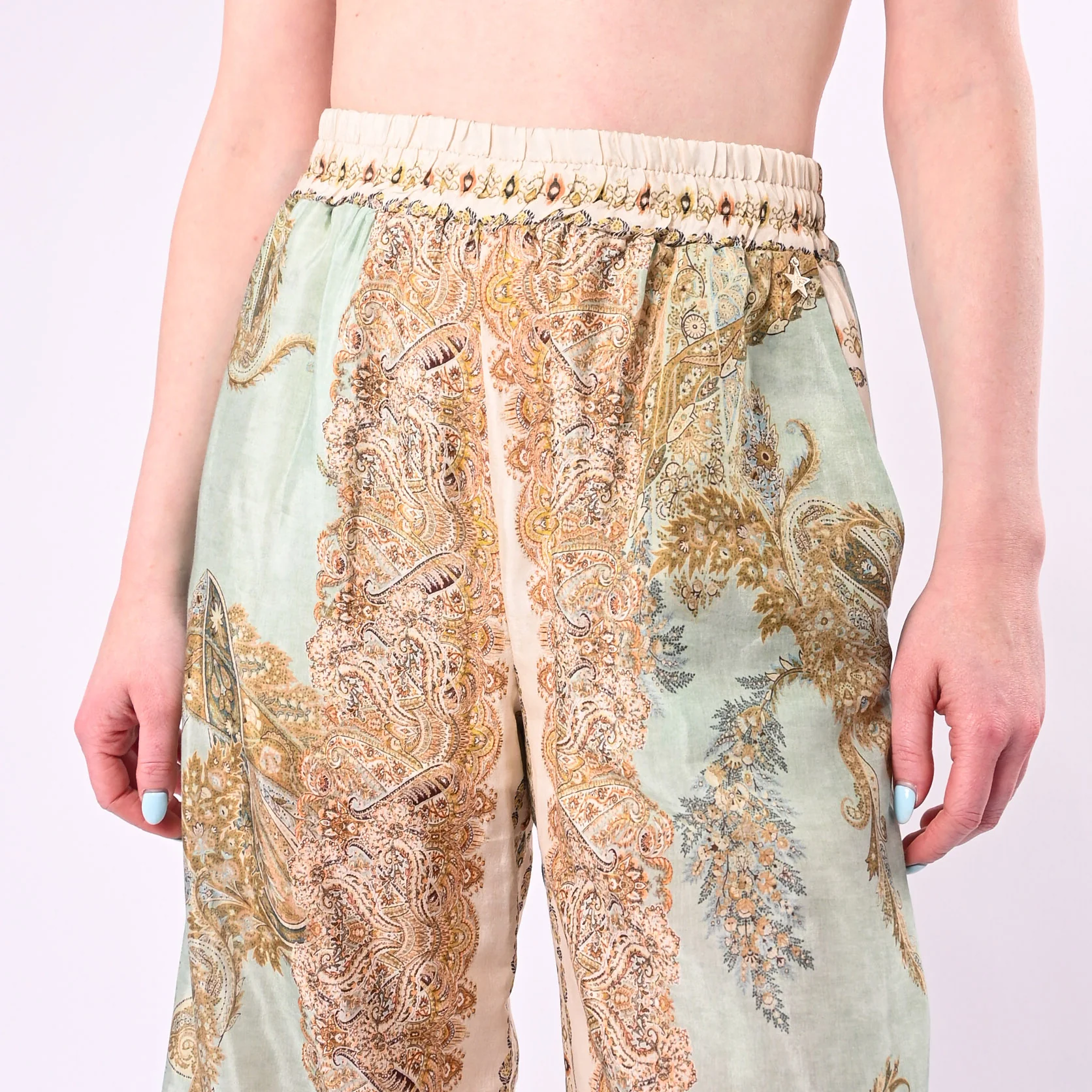 SOUVENIR - PANTALONE VISCOSA PALAZZO DAMASCATO ART.M39F1700/F - FANTASIA - Image 5
