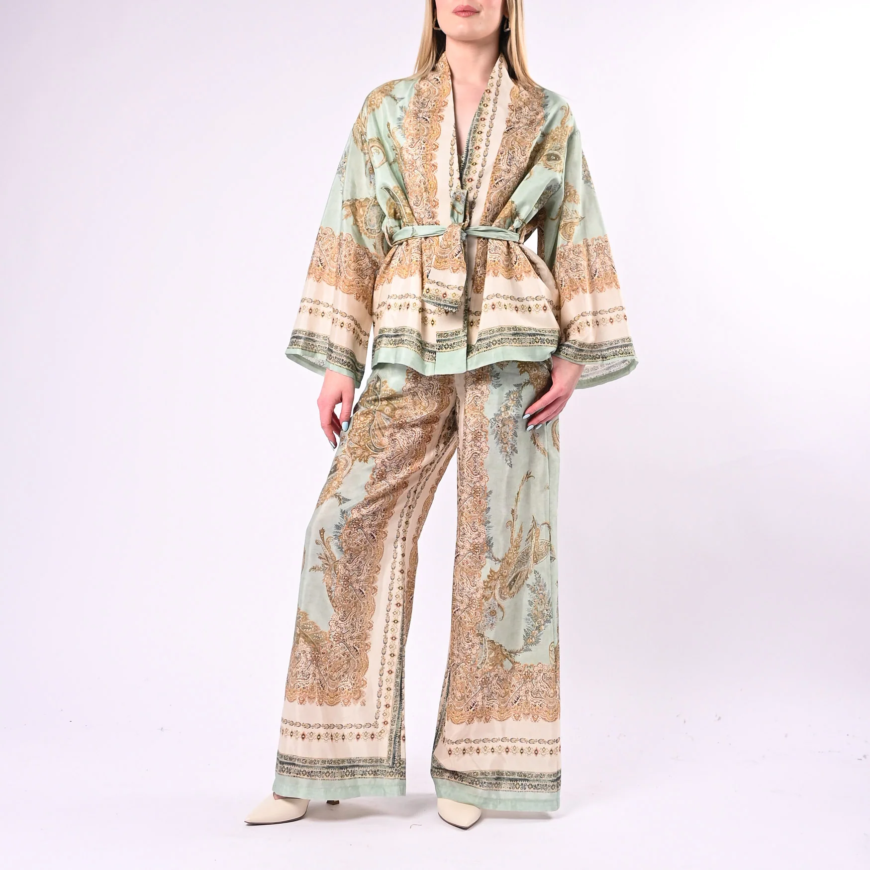 SOUVENIR - PANTALONE VISCOSA PALAZZO DAMASCATO ART.M39F1700/F - FANTASIA - Image 6