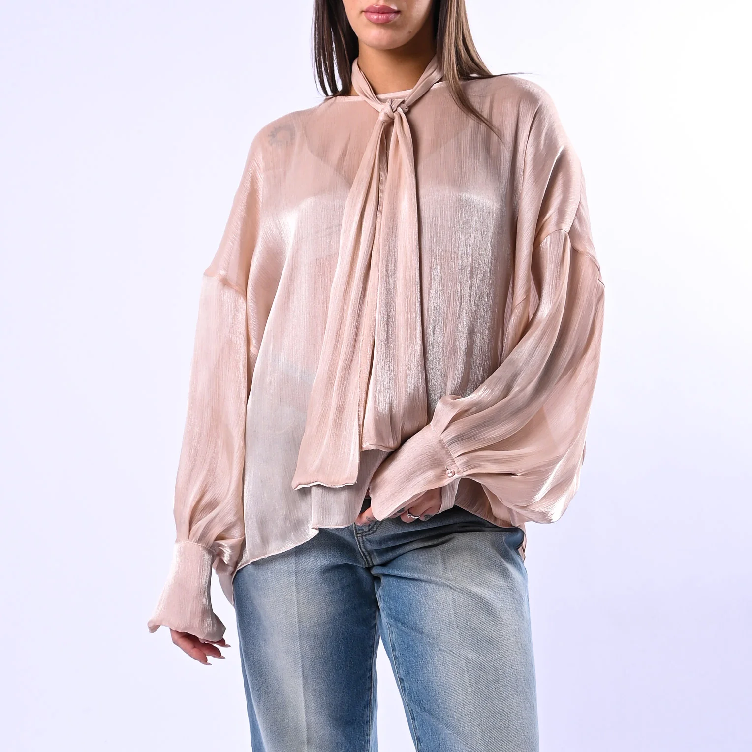 SOUVENIR PRIVE' - CAMICIA OVER FLUIDA CON FUSCIACCA ART.T39R0126 - ORO