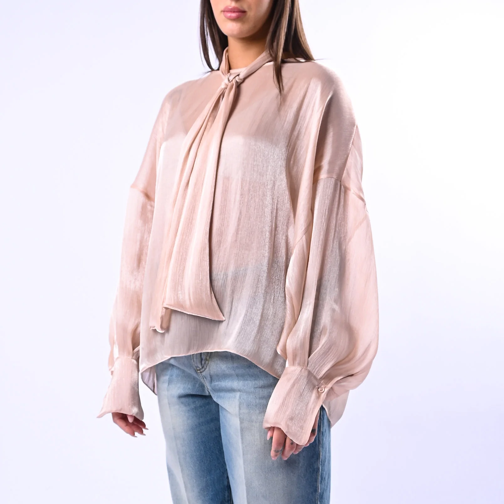 SOUVENIR PRIVE' - CAMICIA OVER FLUIDA CON FUSCIACCA ART.T39R0126 - ORO - Image 3