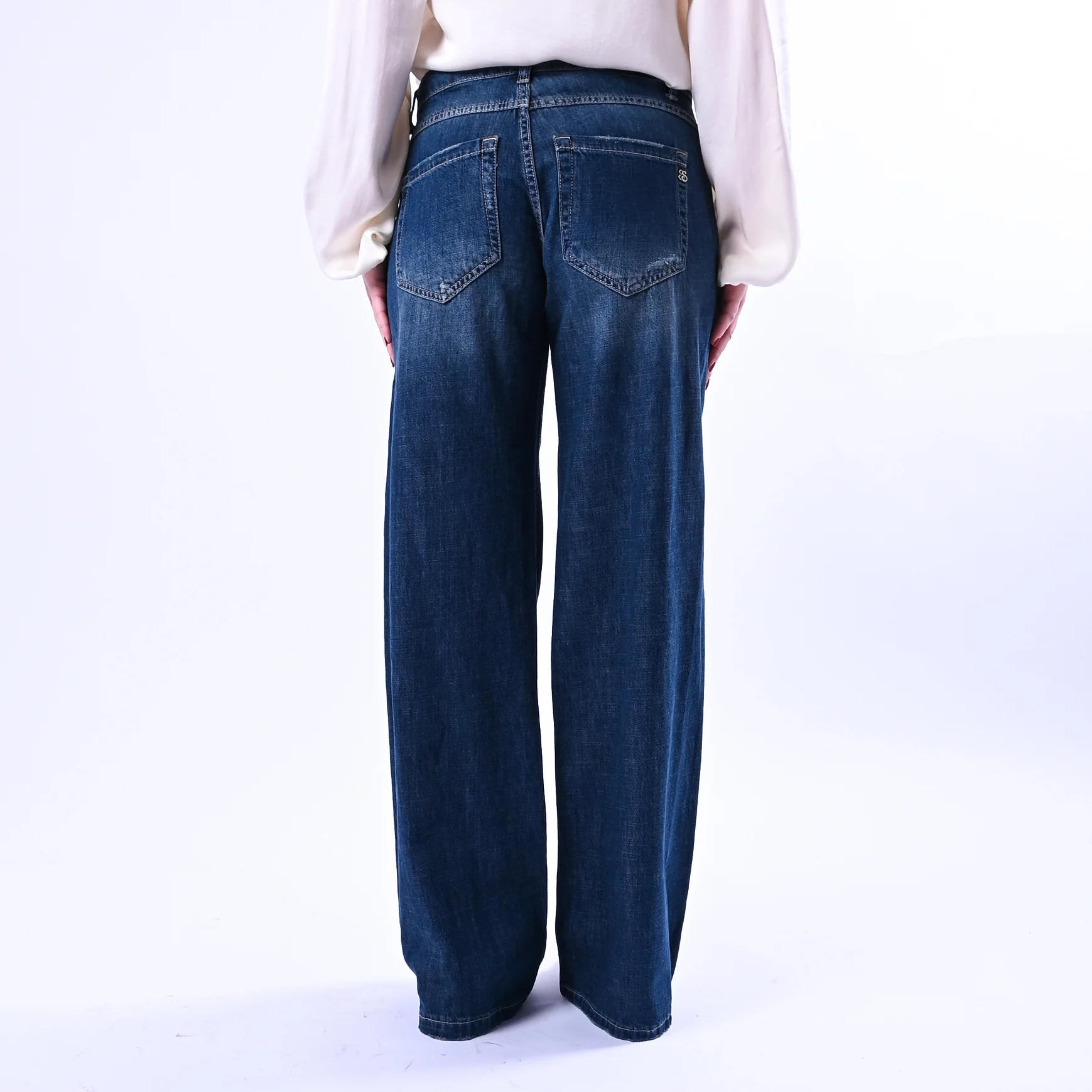 SOUVENIR PRIVE' - JEANS PALAZZO IN CHAMBRAY ART.C39S0039 - LAVAGGIO SCURO - Image 4