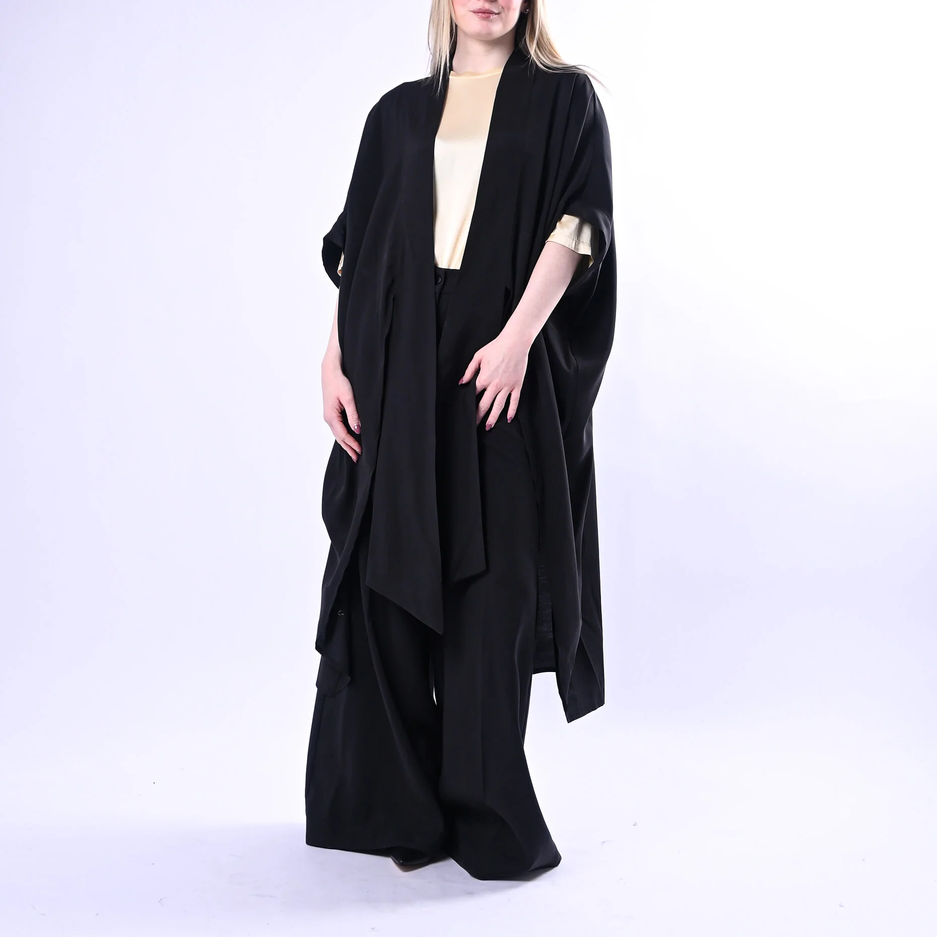 SOUVENIR PRIVE' - KIMONO LUNGO IN MODAL ART.W39S0243/N - NERO - Image 2