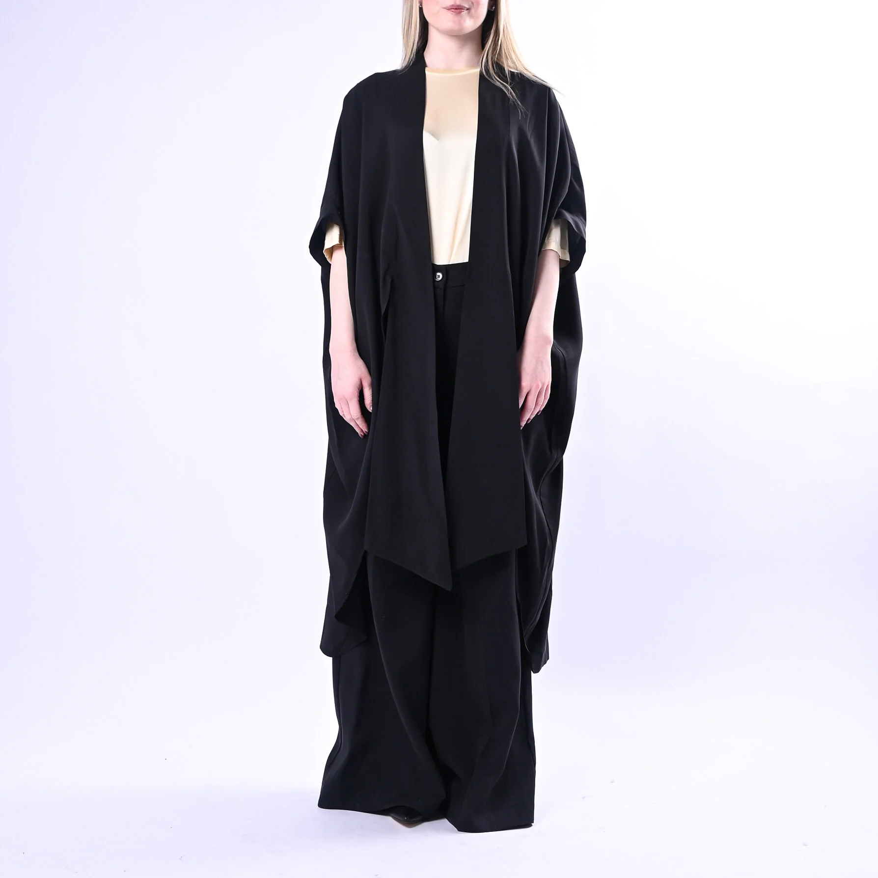 SOUVENIR PRIVE' - KIMONO LUNGO IN MODAL ART.W39S0243/N - NERO - Image 3