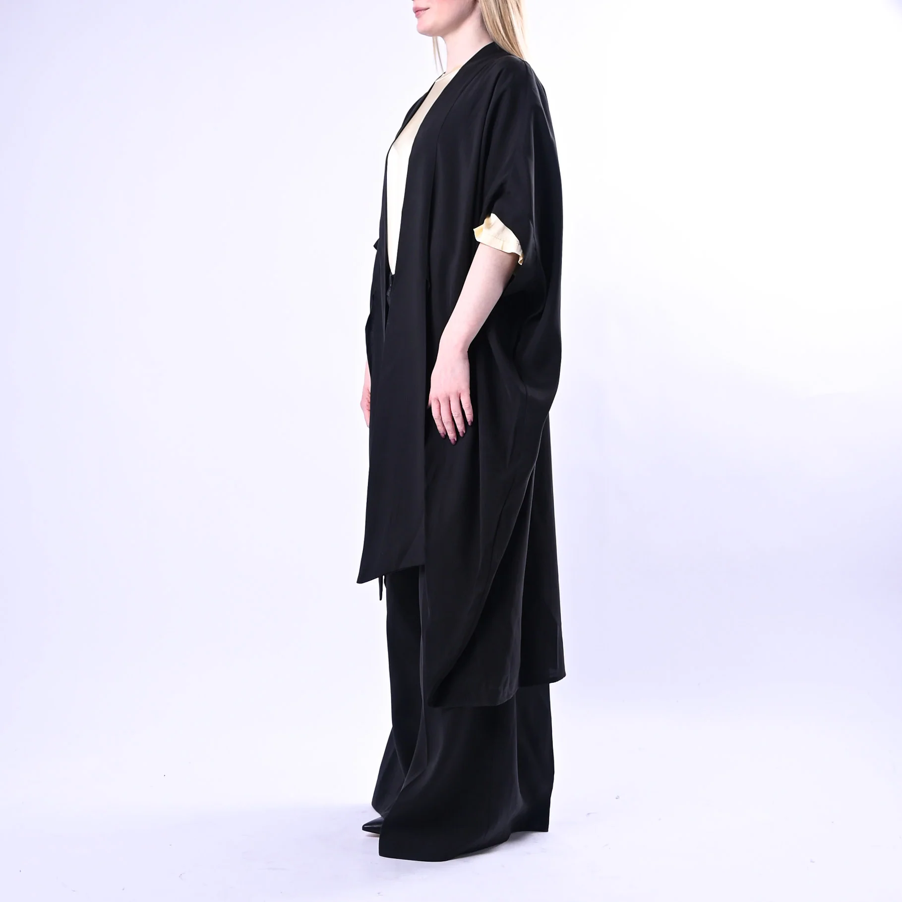 SOUVENIR PRIVE' - KIMONO LUNGO IN MODAL ART.W39S0243/N - NERO - Image 4