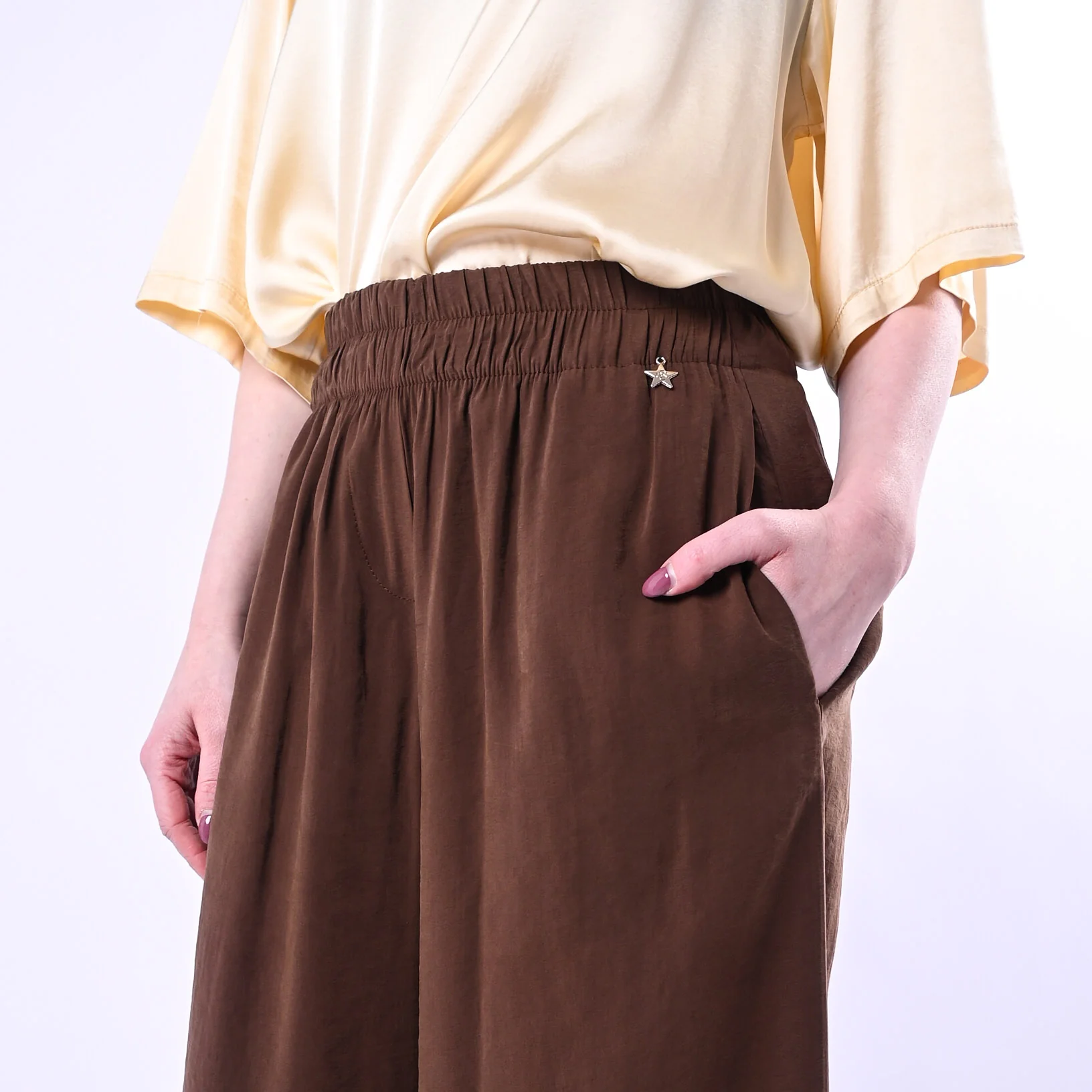 SOUVENIR PRIVE' - PANTALONE FLUIDO IN MODAL ART.M39F0188/T - TABACCO - Image 5
