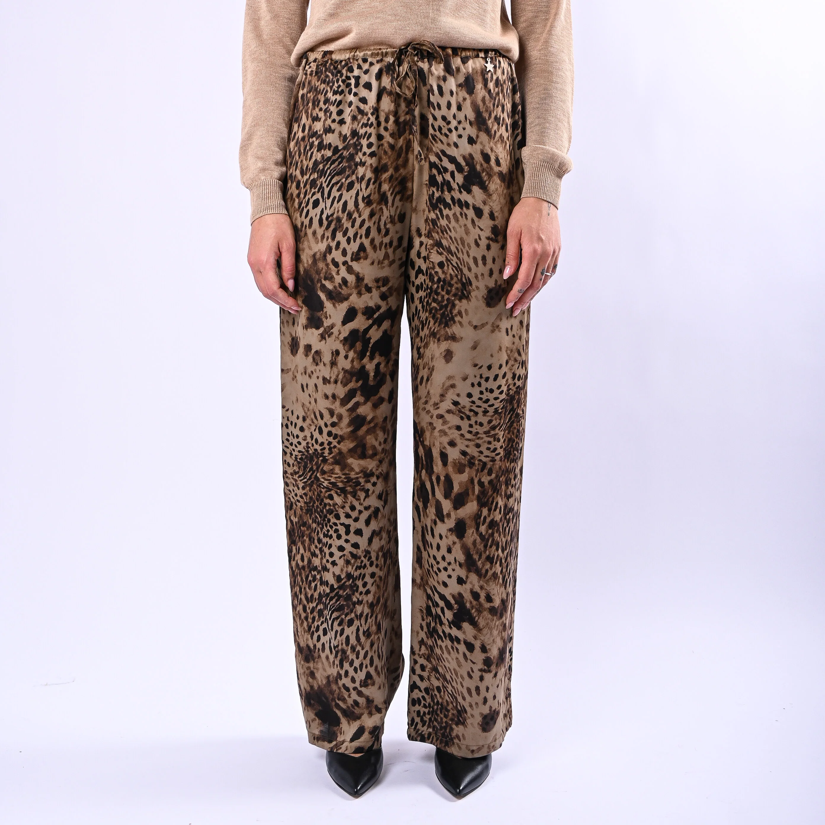 SOUVENIR PRIVE' - PANTALONE FLUIDO IN VISCOSA ART.F39X0091 - MACULATO - Image 3