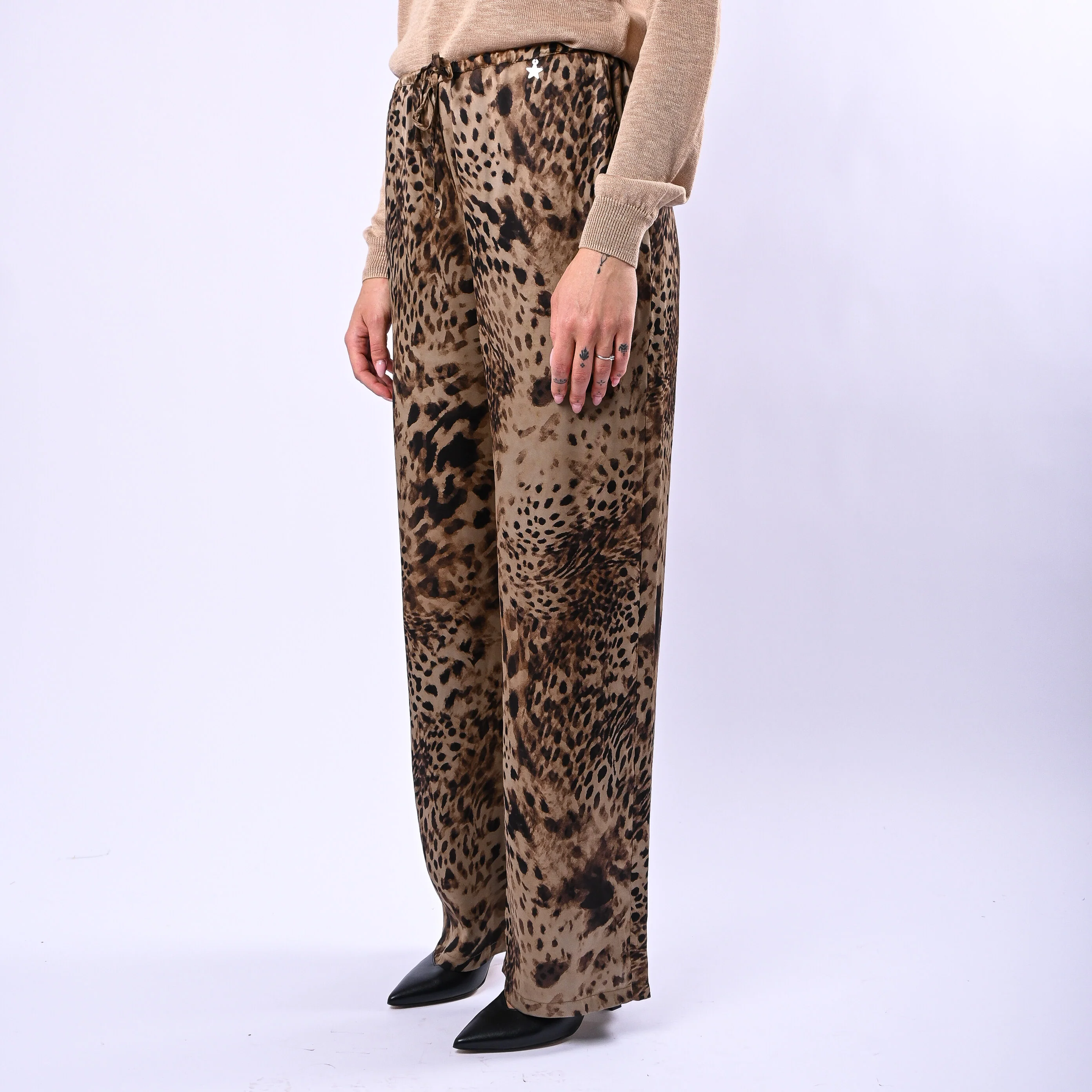 SOUVENIR PRIVE' - PANTALONE FLUIDO IN VISCOSA ART.F39X0091 - MACULATO - Image 4
