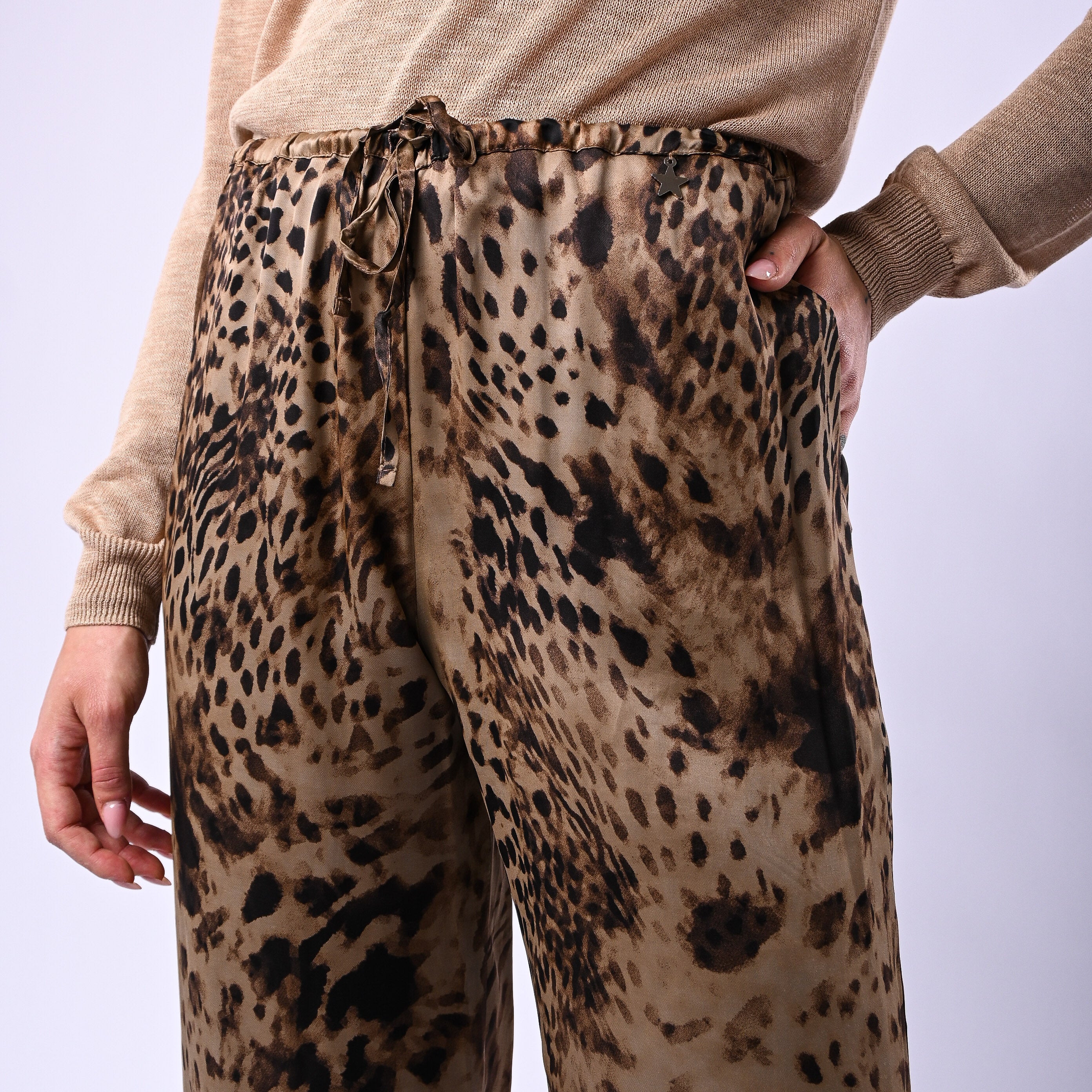 SOUVENIR PRIVE' - PANTALONE FLUIDO IN VISCOSA ART.F39X0091 - MACULATO - Image 6