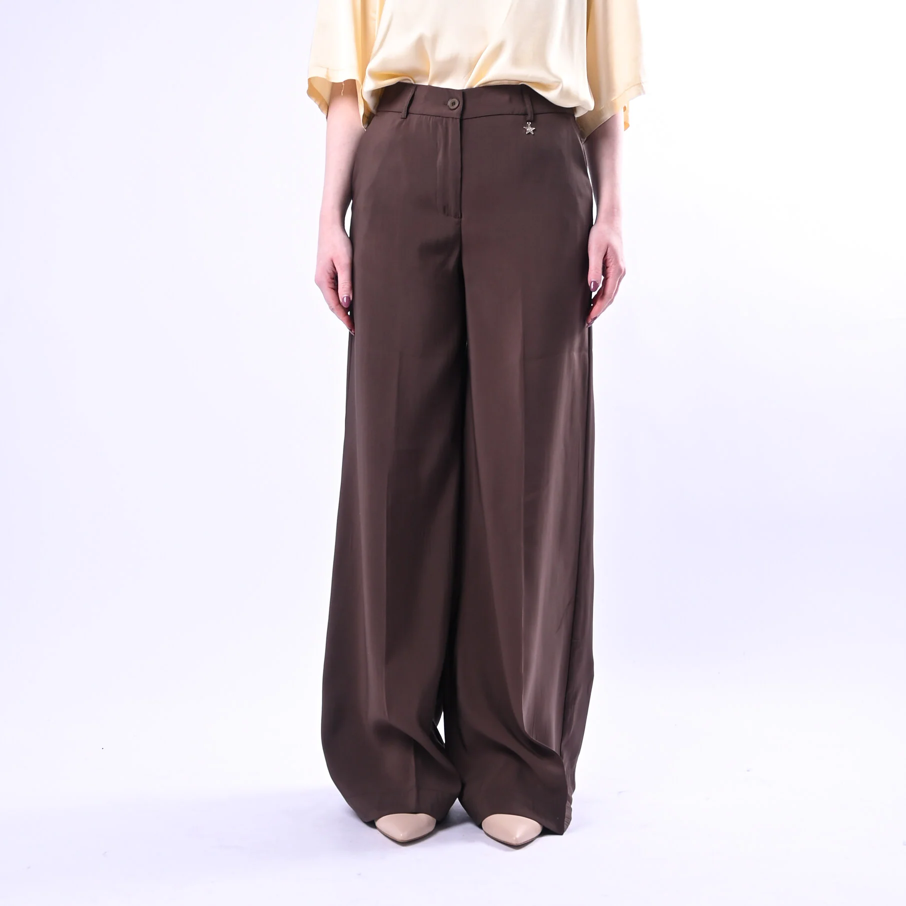 SOUVENIR PRIVE' - PANTALONE PALAZZO IN MODAL ART.W39S0244/C - CIOCCOLATO - Image 2