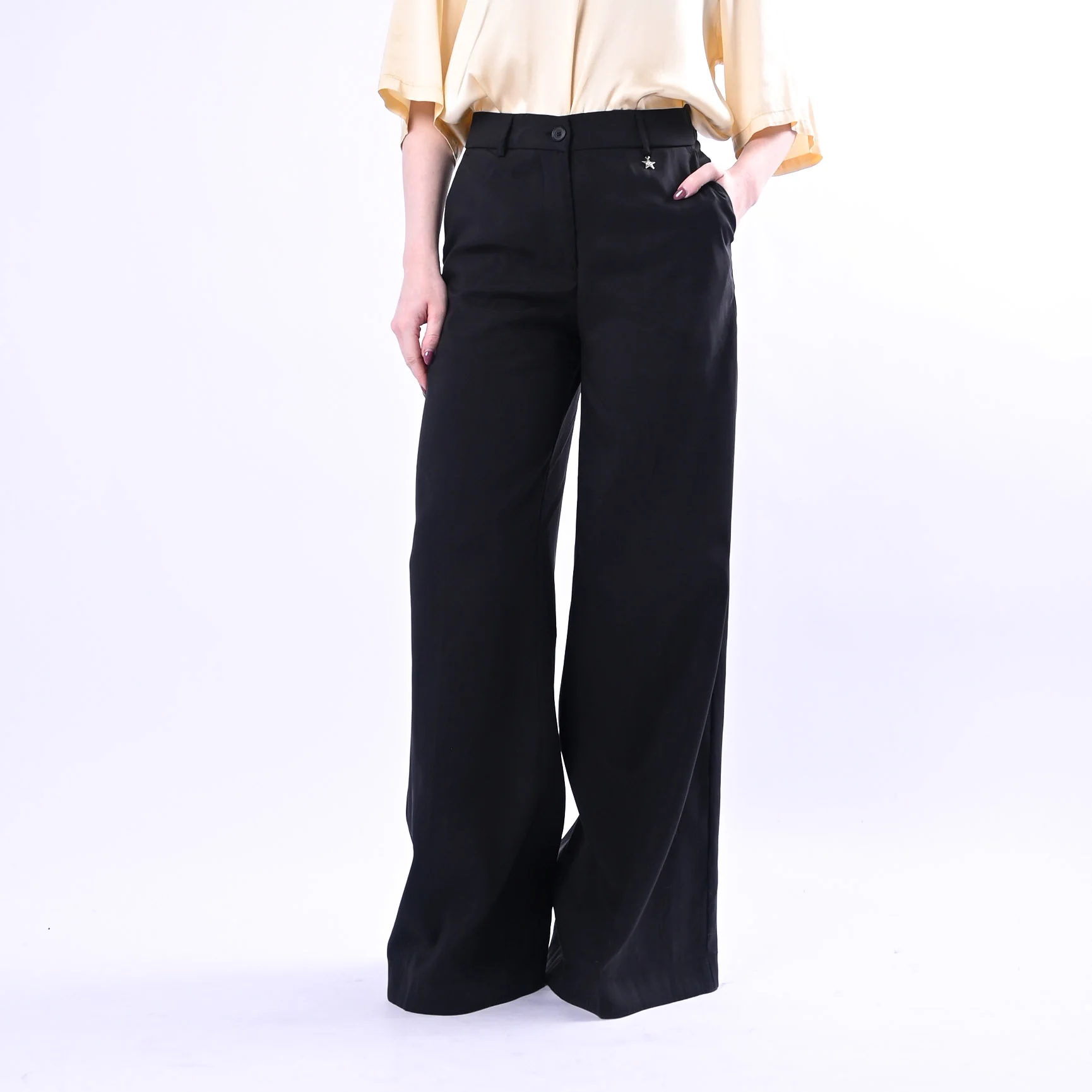 SOUVENIR PRIVE' - PANTALONE PALAZZO IN MODAL ART.W39S0244/N - NERO