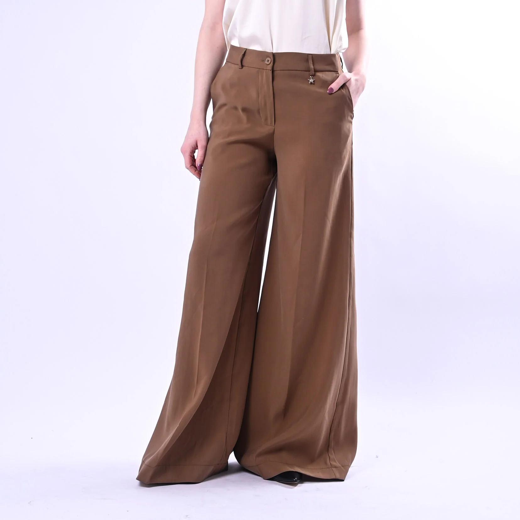 SOUVENIR PRIVE' - PANTALONE PALAZZO IN MODAL ART.W39S0244/S - SIGARO