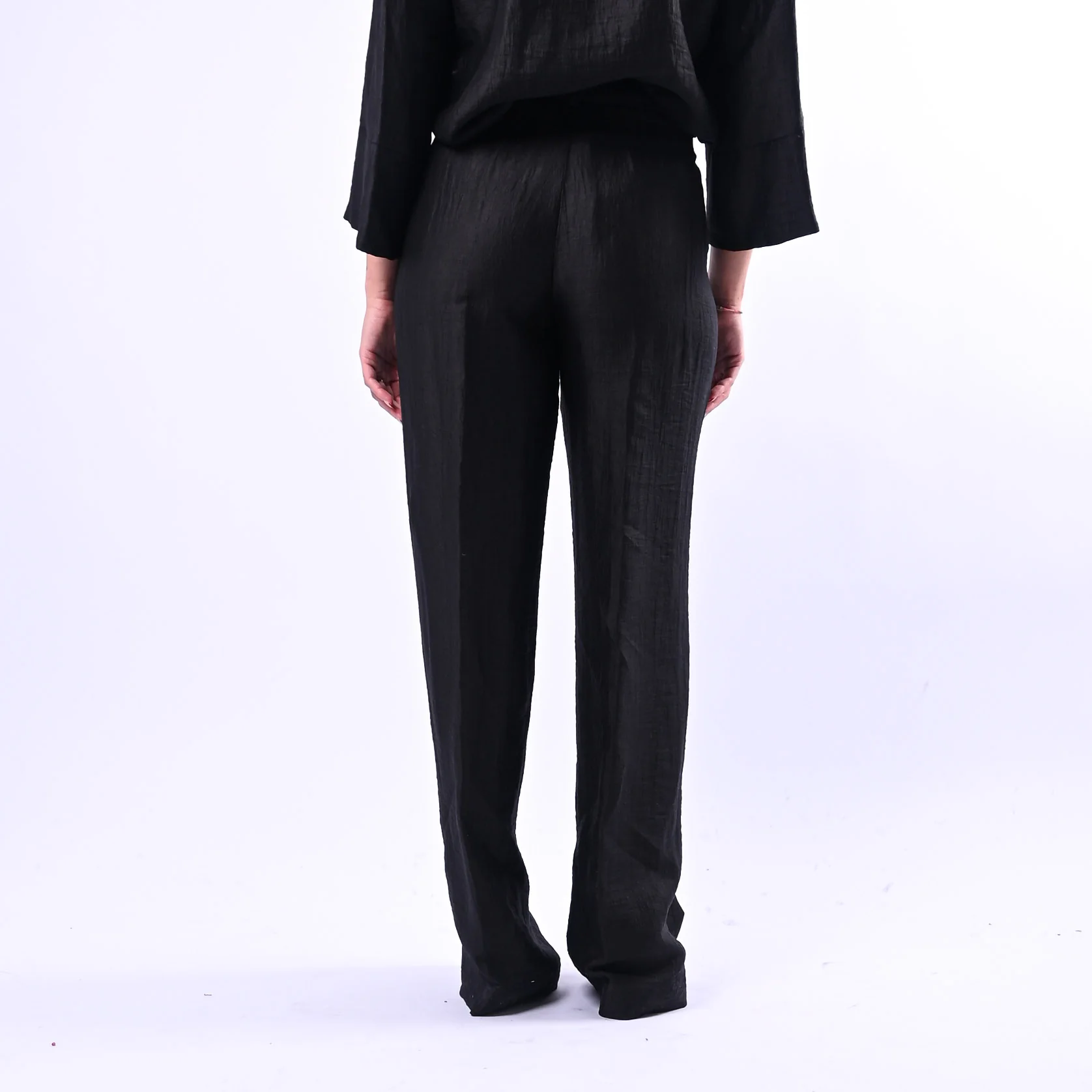 SOUVENIR PRIVE' - PANTALONE PALAZZO IN SHANTUNG ART.W39S0248 - NERO - Image 4