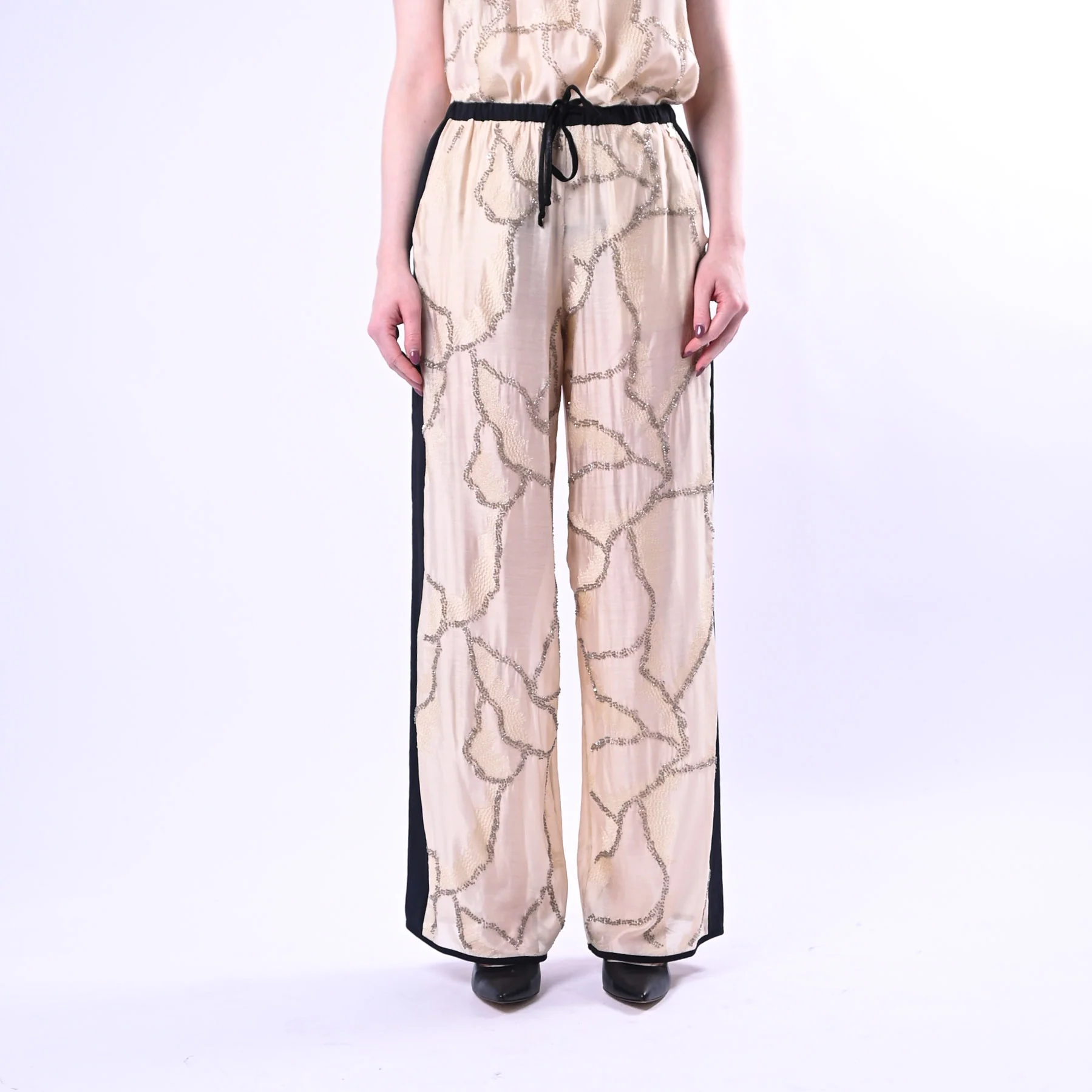 SOUVENIR PRIVE' - PANTALONE RICAMATO CON PAILLETTES ART.S39M0329/B - BURRO - Image 2