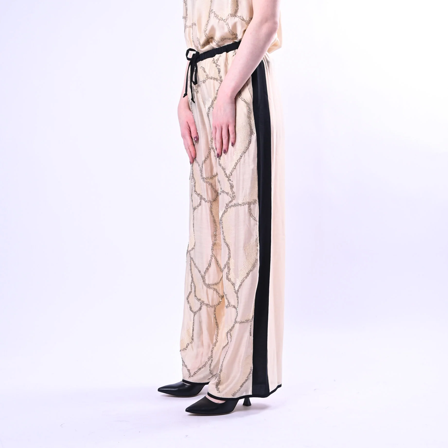 SOUVENIR PRIVE' - PANTALONE RICAMATO CON PAILLETTES ART.S39M0329/B - BURRO - Image 3