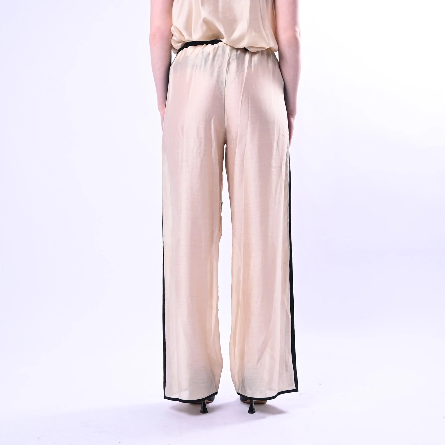 SOUVENIR PRIVE' - PANTALONE RICAMATO CON PAILLETTES ART.S39M0329/B - BURRO - Image 4