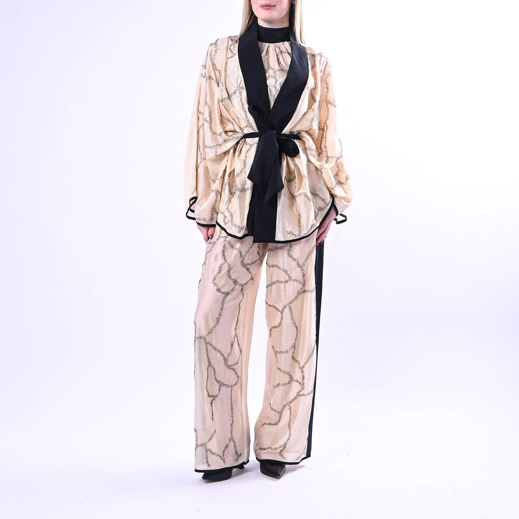 SOUVENIR PRIVE' - PANTALONE RICAMATO CON PAILLETTES ART.S39M0329/B - BURRO - Image 6