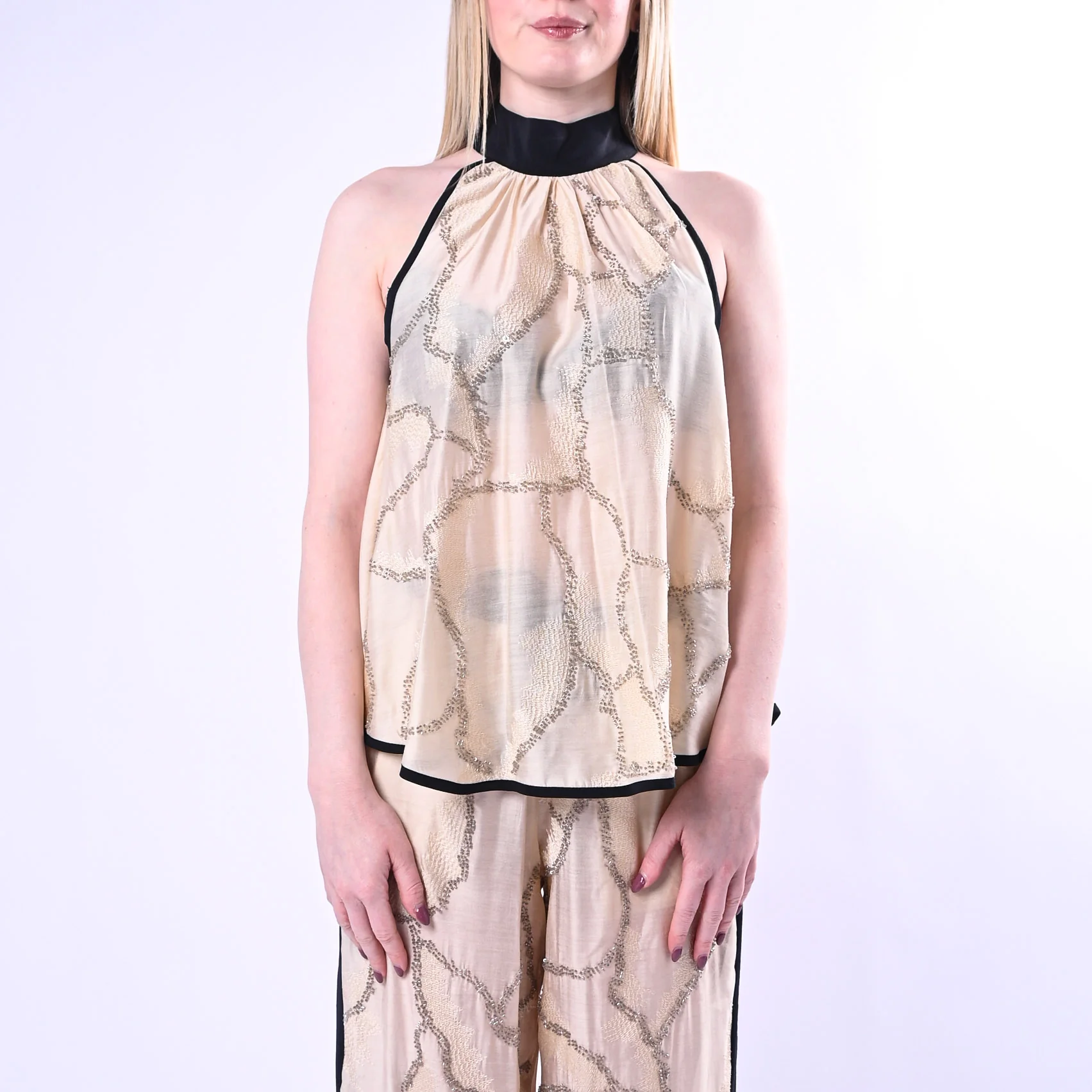 SOUVENIR PRIVE' - TOP RICAMATO CON PAILLETTES ART.S39M0327/B - BURRO - Image 2