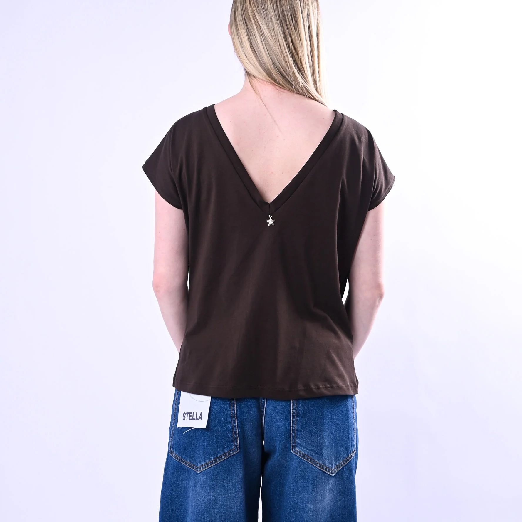 SOUVENIR - T-SHIRT SCOLLO V DIETRO ART.M39F1295/M - MORO - Image 4