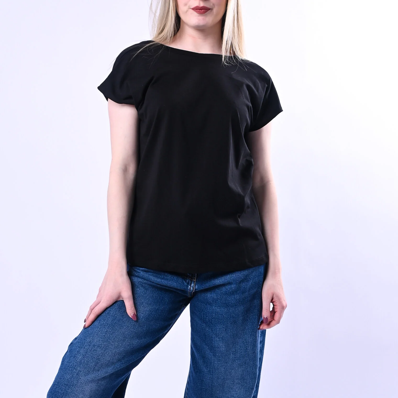 SOUVENIR - T-SHIRT SCOLLO V DIETRO ART.M39F1295/N - NERO