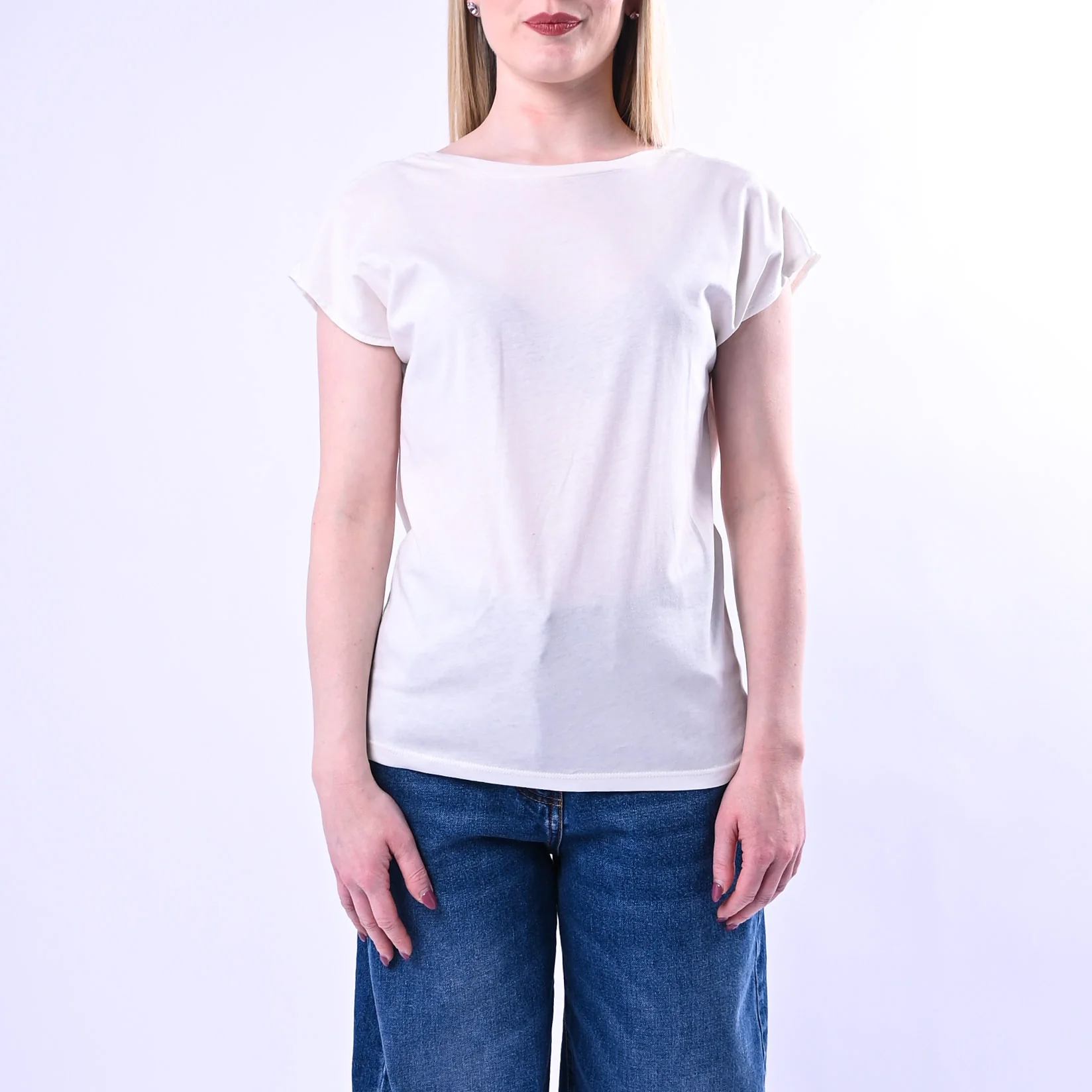 SOUVENIR - T-SHIRT SCOLLO V DIETRO ART.M39F1295/P - PANNA - Image 2
