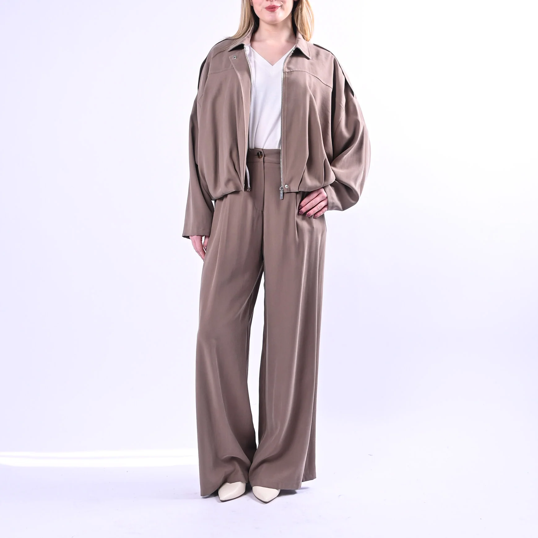SPENCER - BOMBER OVER RIMBORSATO IN VISCOSA ART.DAFFY-TWILL/F - FANGO