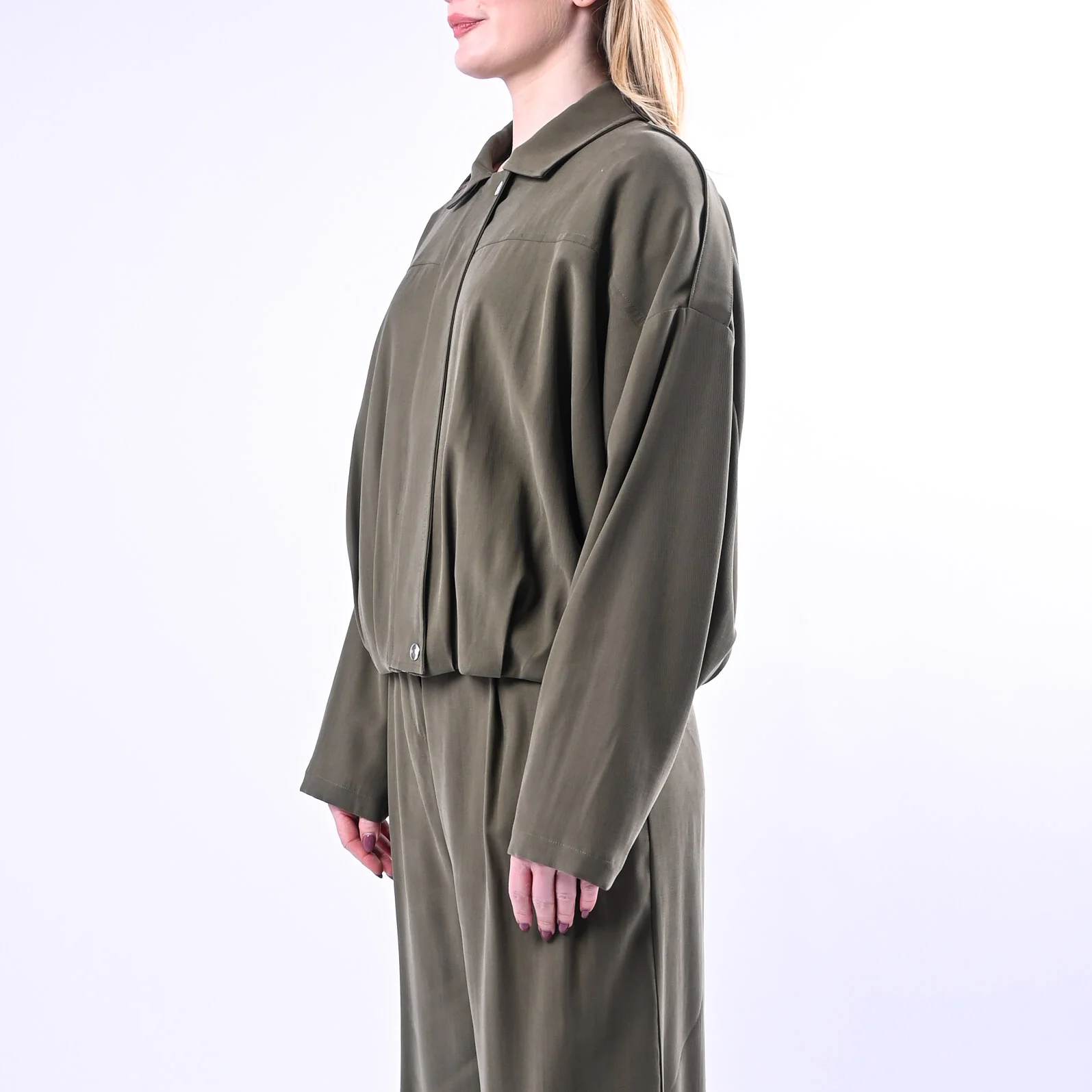SPENCER - BOMBER OVER RIMBORSATO IN VISCOSA ART.DAFFY-TWILL/M - MILITARE - Image 4
