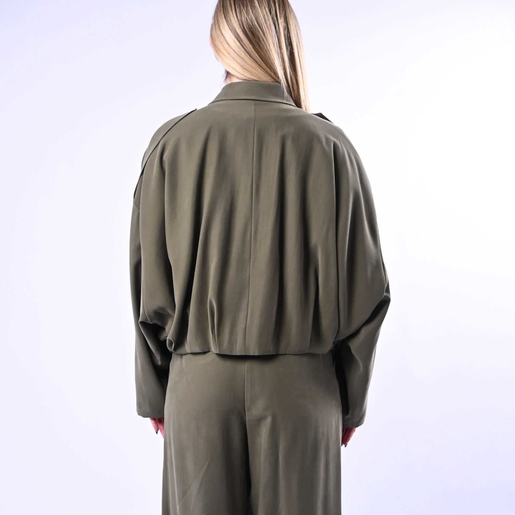 SPENCER - BOMBER OVER RIMBORSATO IN VISCOSA ART.DAFFY-TWILL/M - MILITARE - Image 5