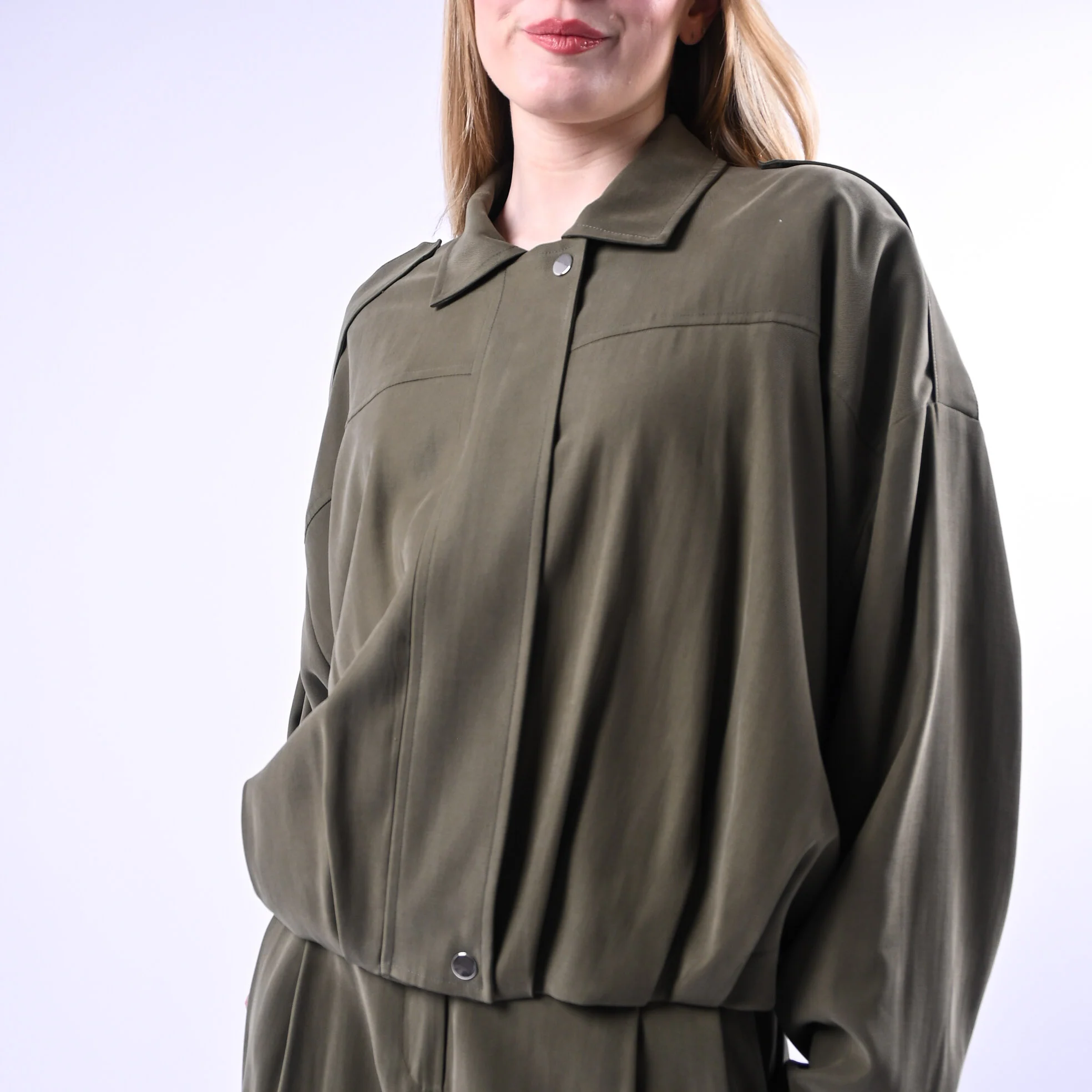 SPENCER - BOMBER OVER RIMBORSATO IN VISCOSA ART.DAFFY-TWILL/M - MILITARE - Image 6