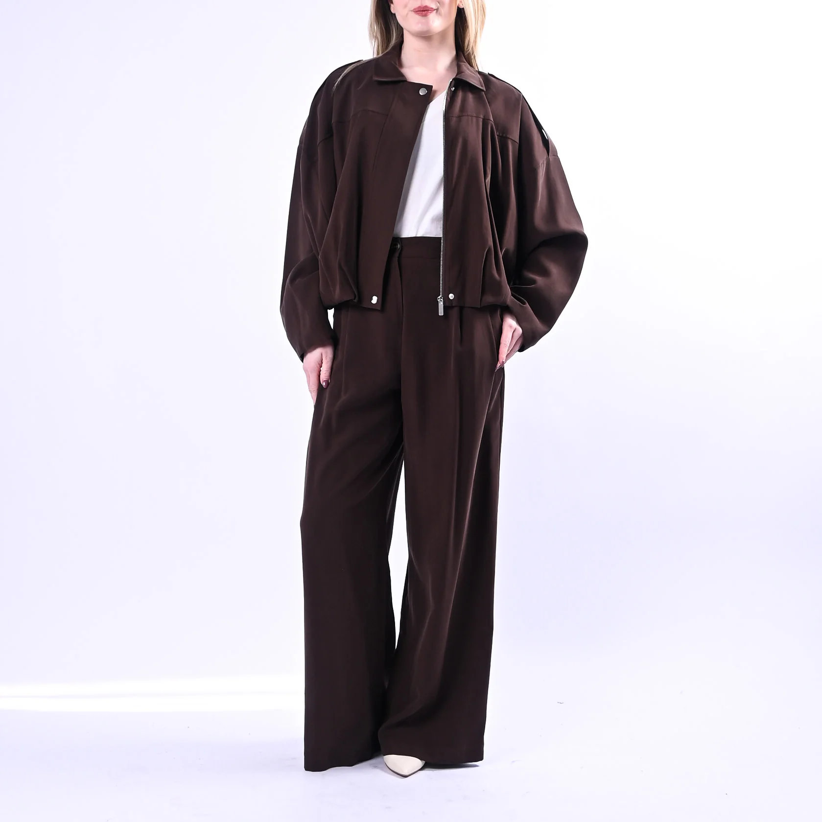 SPENCER - BOMBER OVER RIMBORSATO IN VISCOSA ART.DAFFY-TWILL/MO - MORO