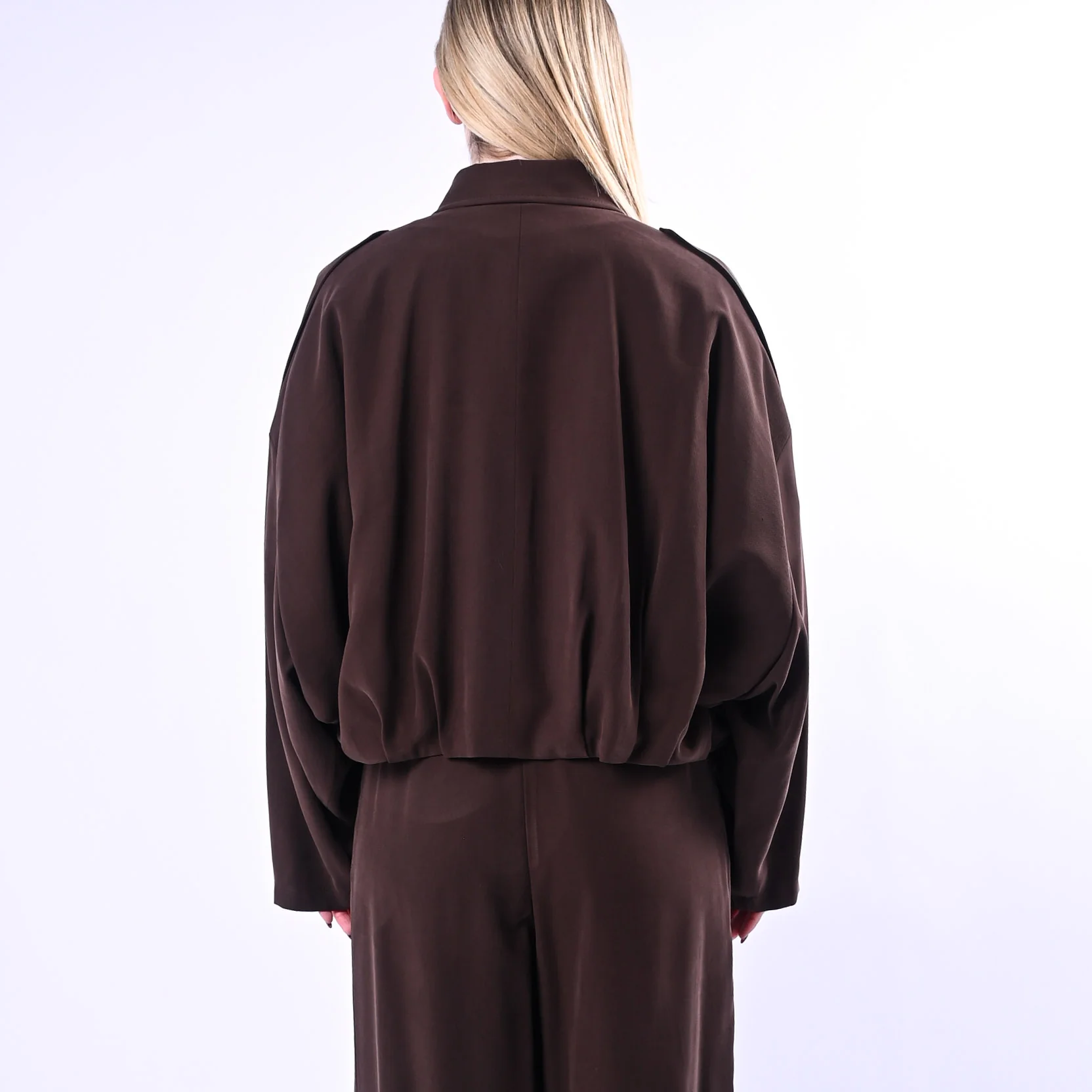 SPENCER - BOMBER OVER RIMBORSATO IN VISCOSA ART.DAFFY-TWILL/MO - MORO - Image 5