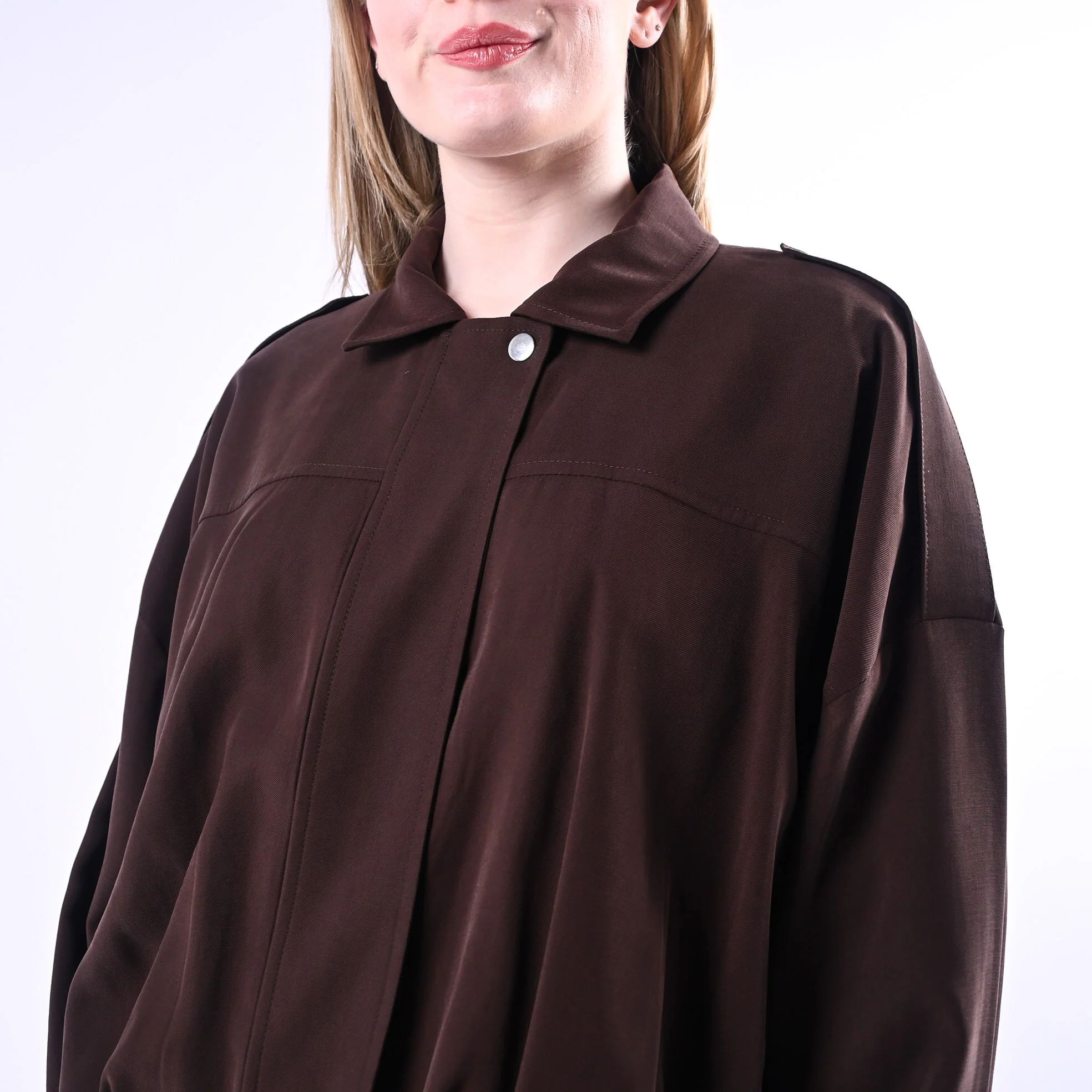 SPENCER - BOMBER OVER RIMBORSATO IN VISCOSA ART.DAFFY-TWILL/MO - MORO - Image 6